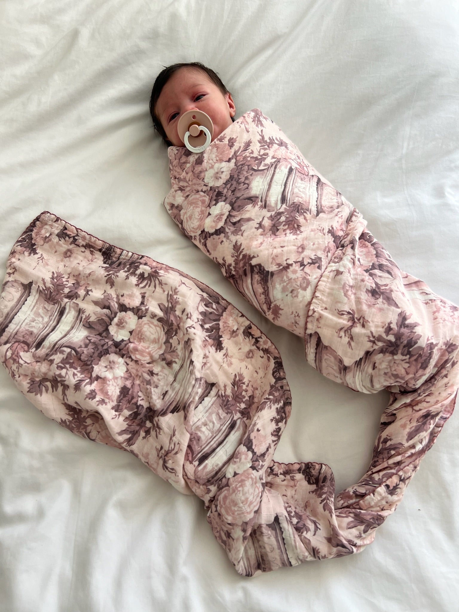 Vintage Pink Floral Pillars Muslin Blanket