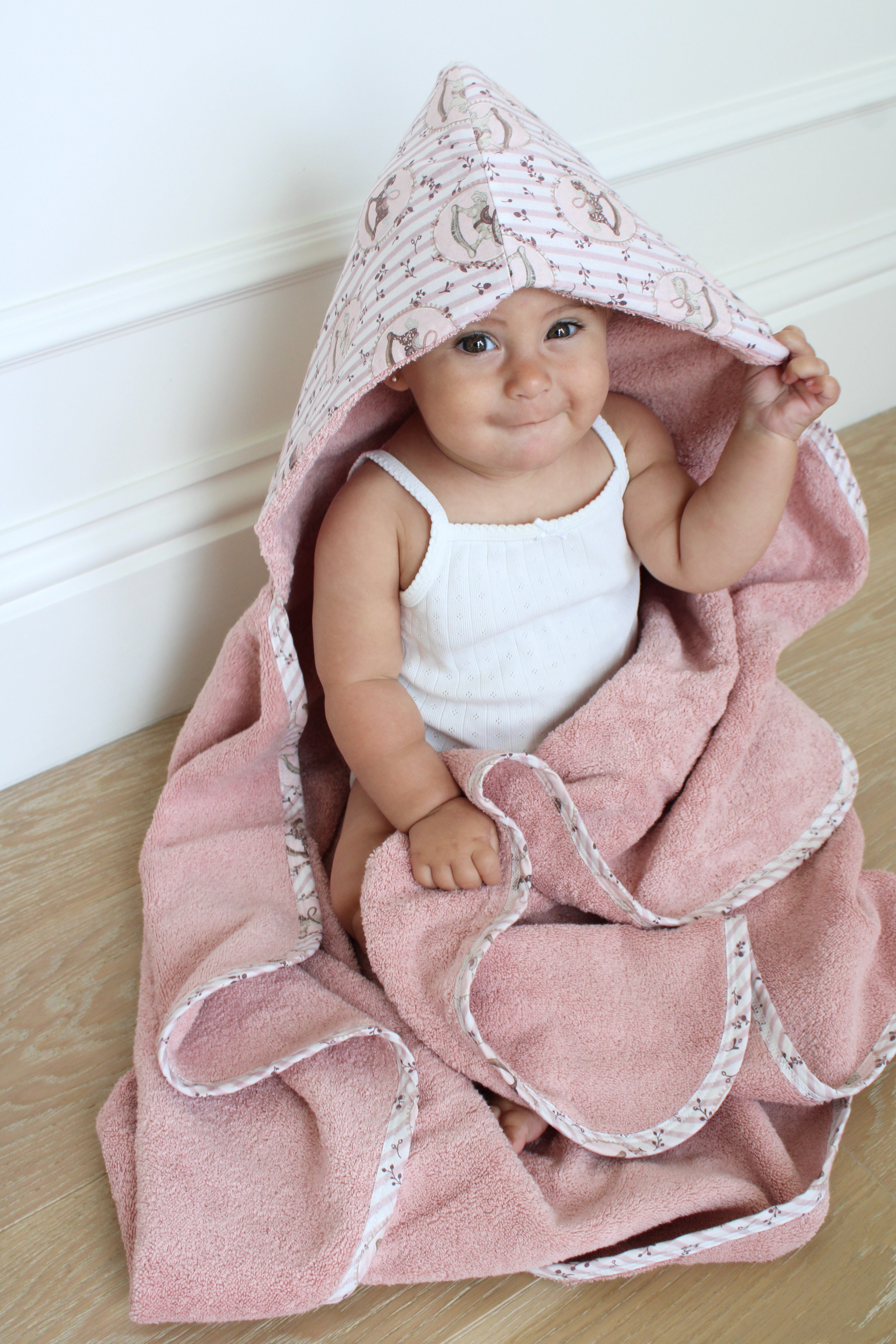 Rose Rocking Horse Hooded Bath Towel