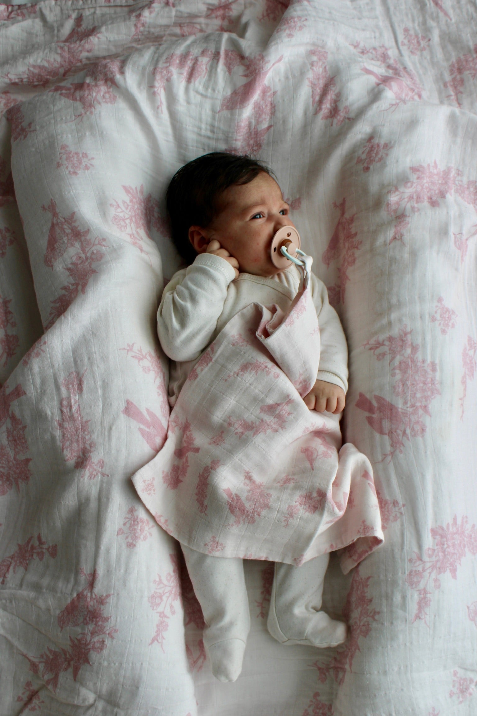 Little Pink Bird Muslin Blanket