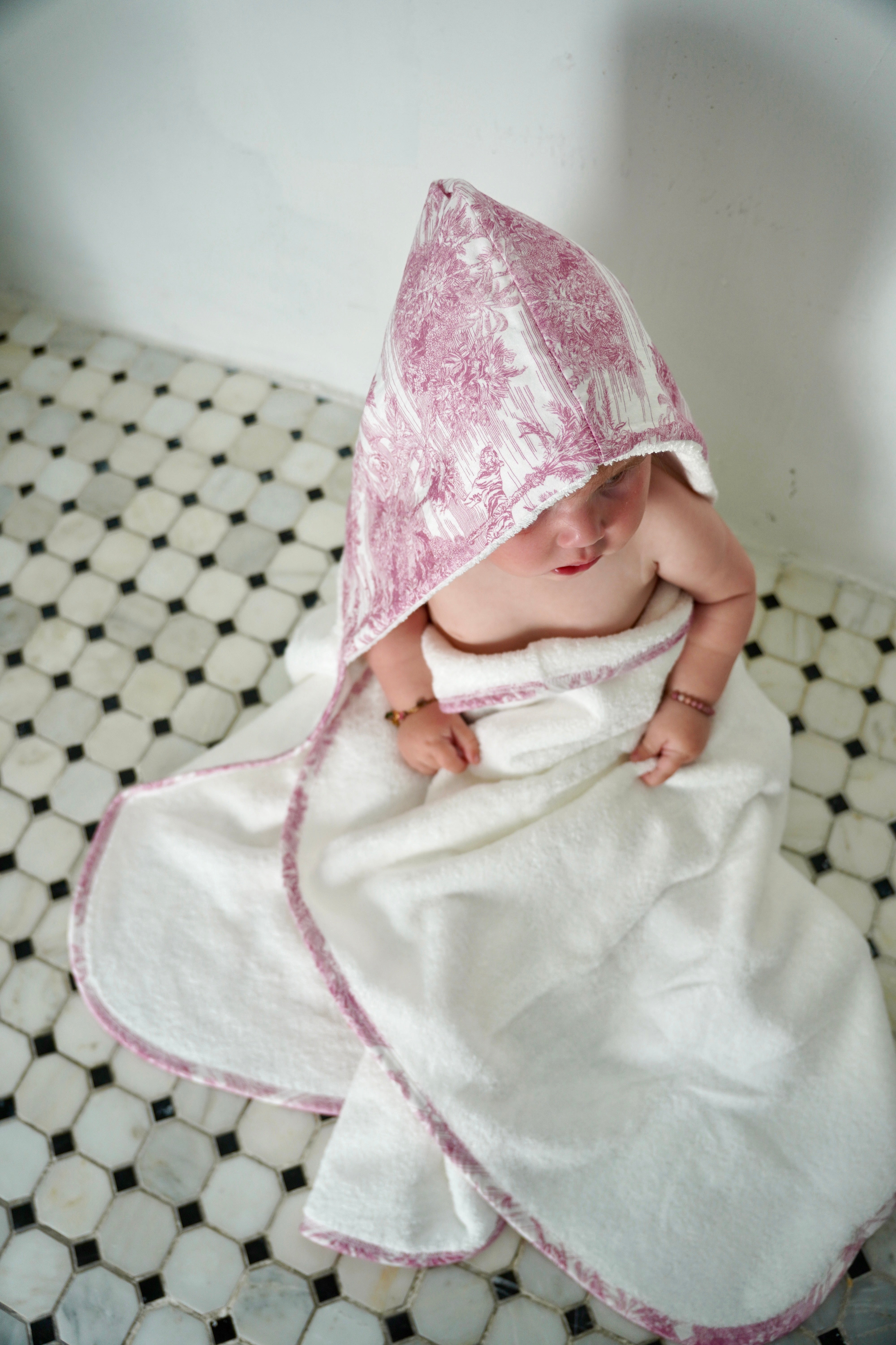 Pink Toile Bath Towel