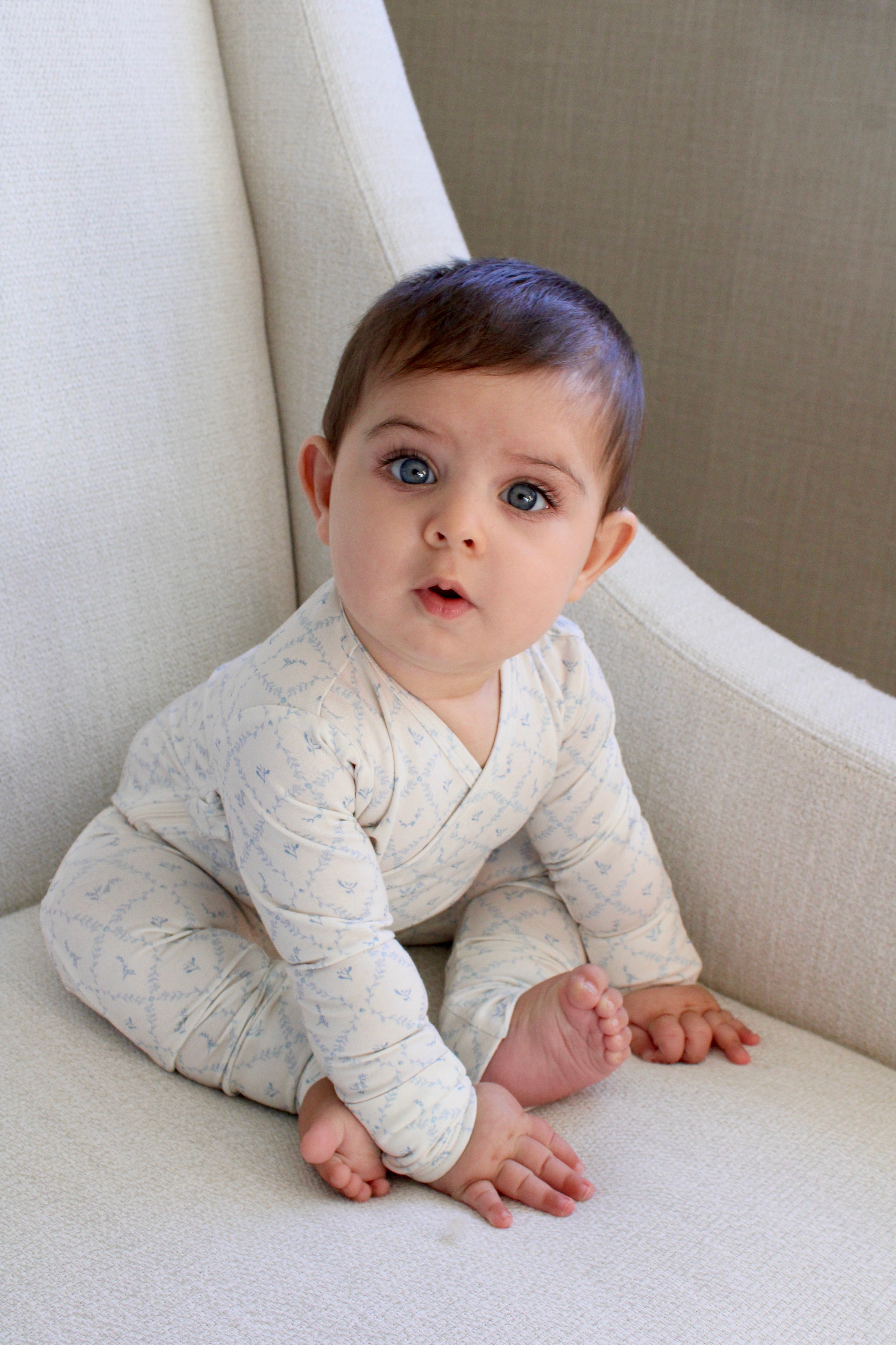 Blue Lattice Bamboo Wrap Footie