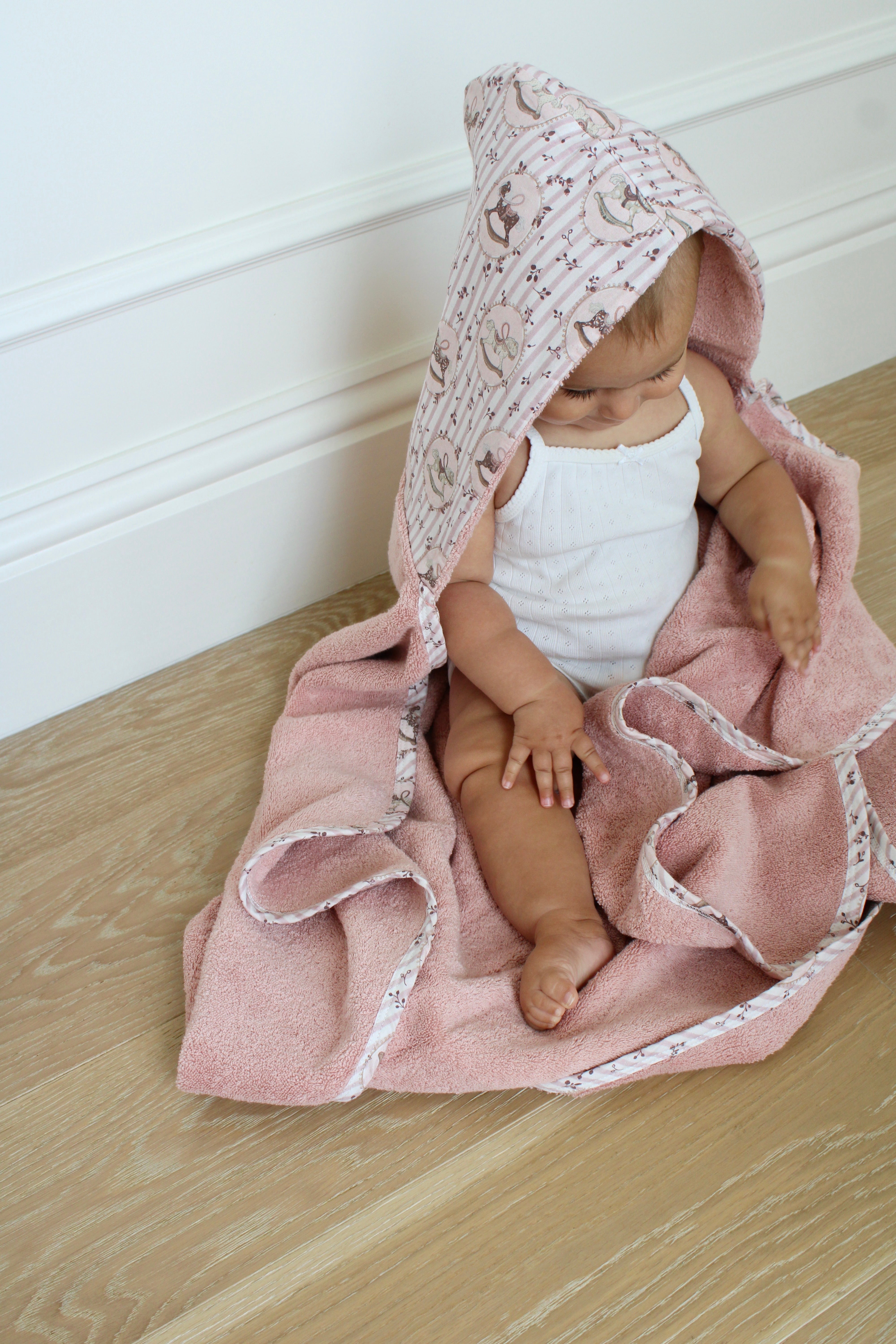 Rose Rocking Horse Hooded Bath Towel