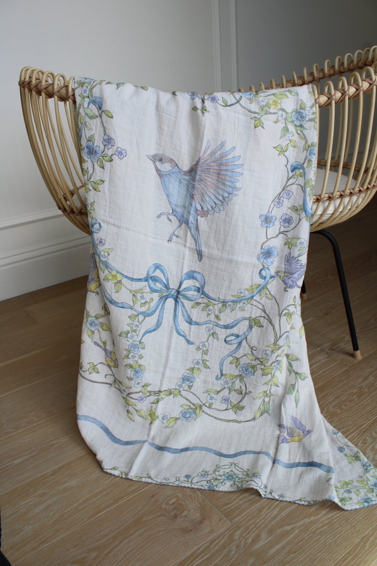 Bluebird Meadow Muslin Blanket