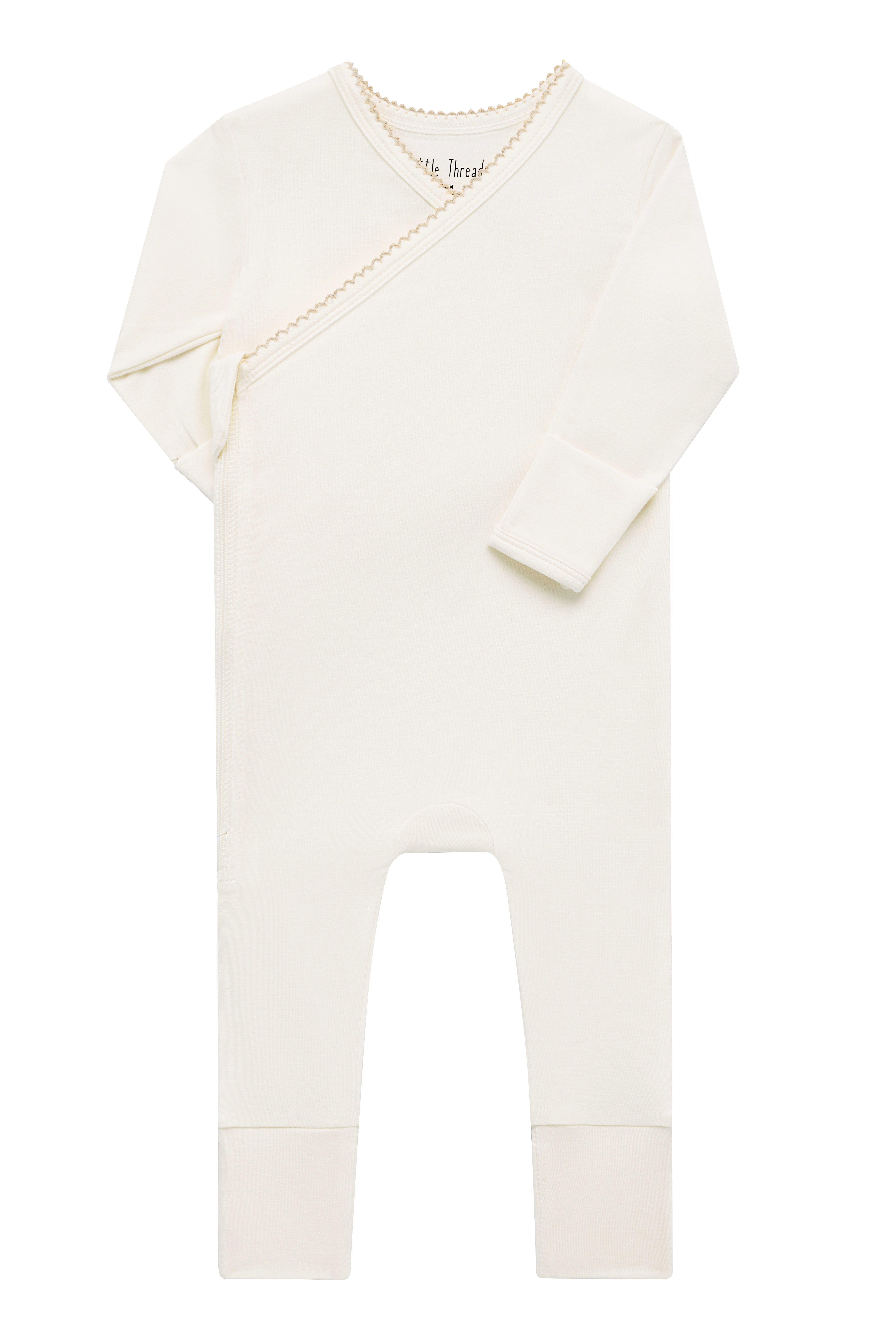 Solid Cream Scalloped Bamboo Wrap Footie