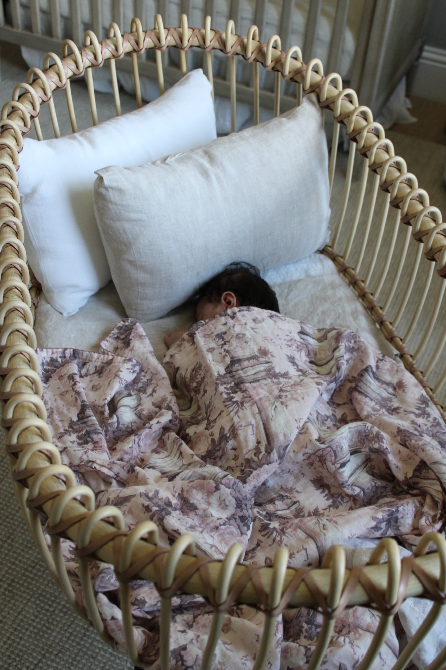 Vintage Pink Floral Pillars Muslin Blanket
