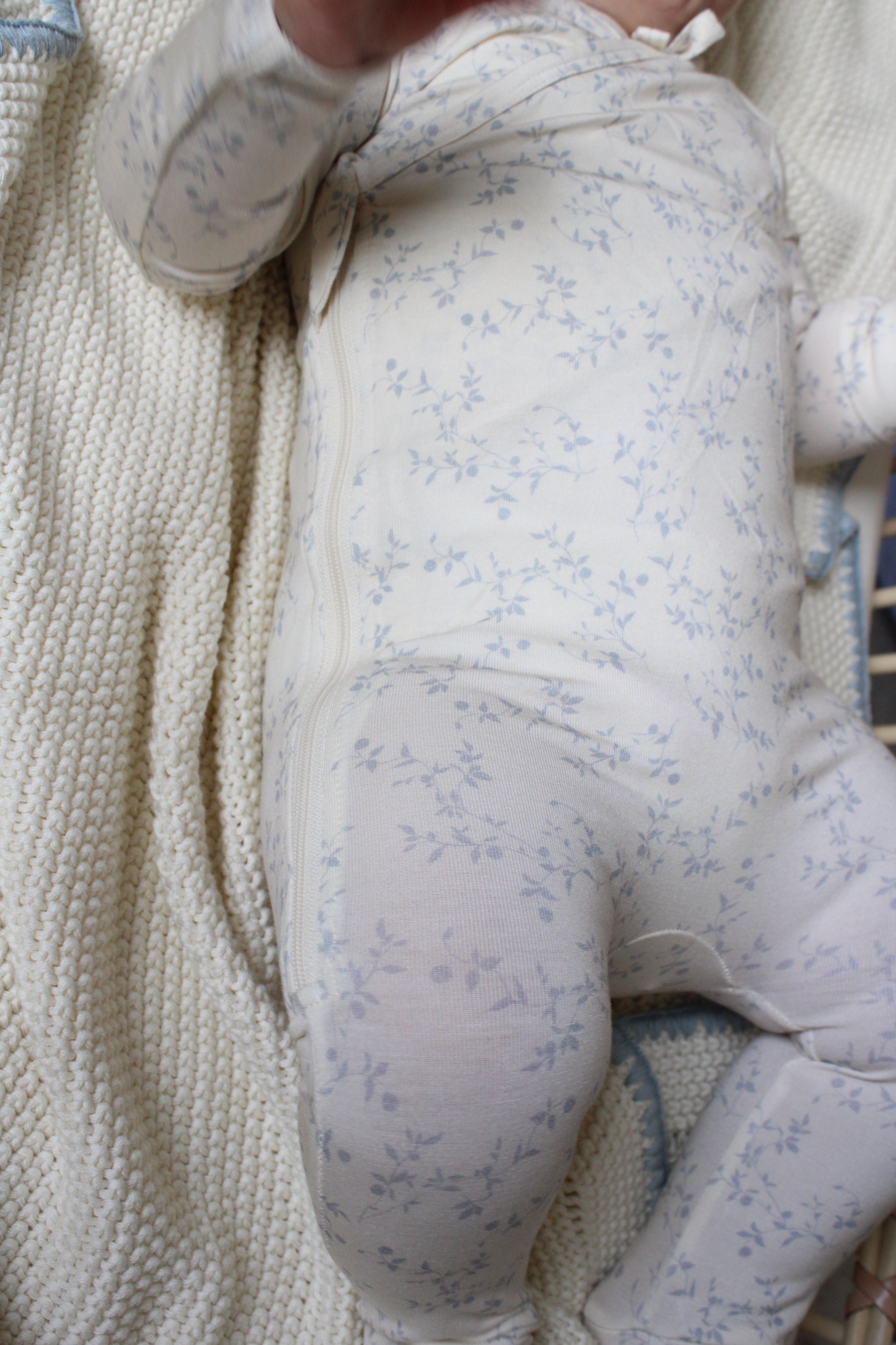 Soft Blue Vine Bamboo Wrap Footie