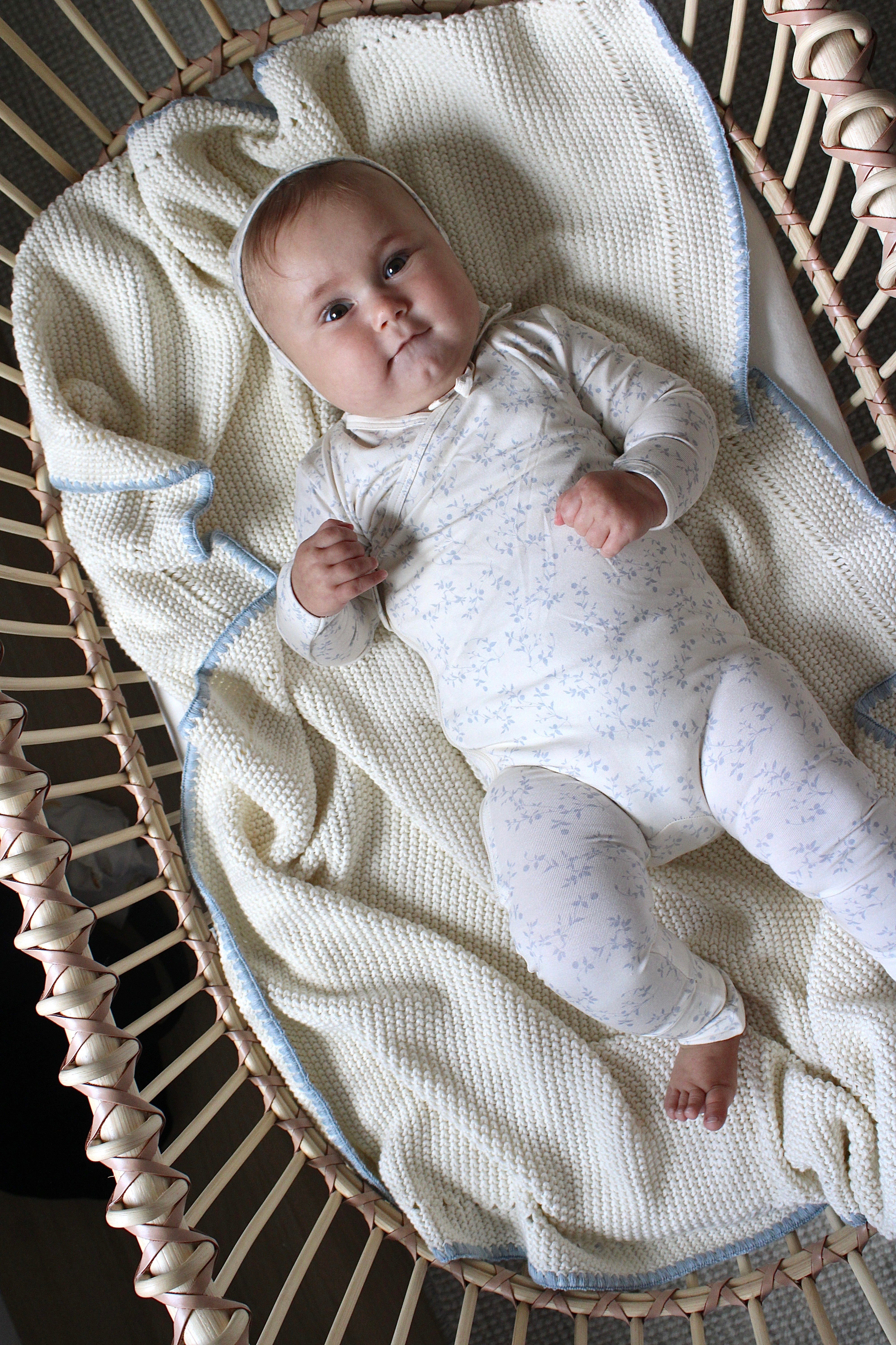 Soft Blue Vine Bamboo Wrap Footie