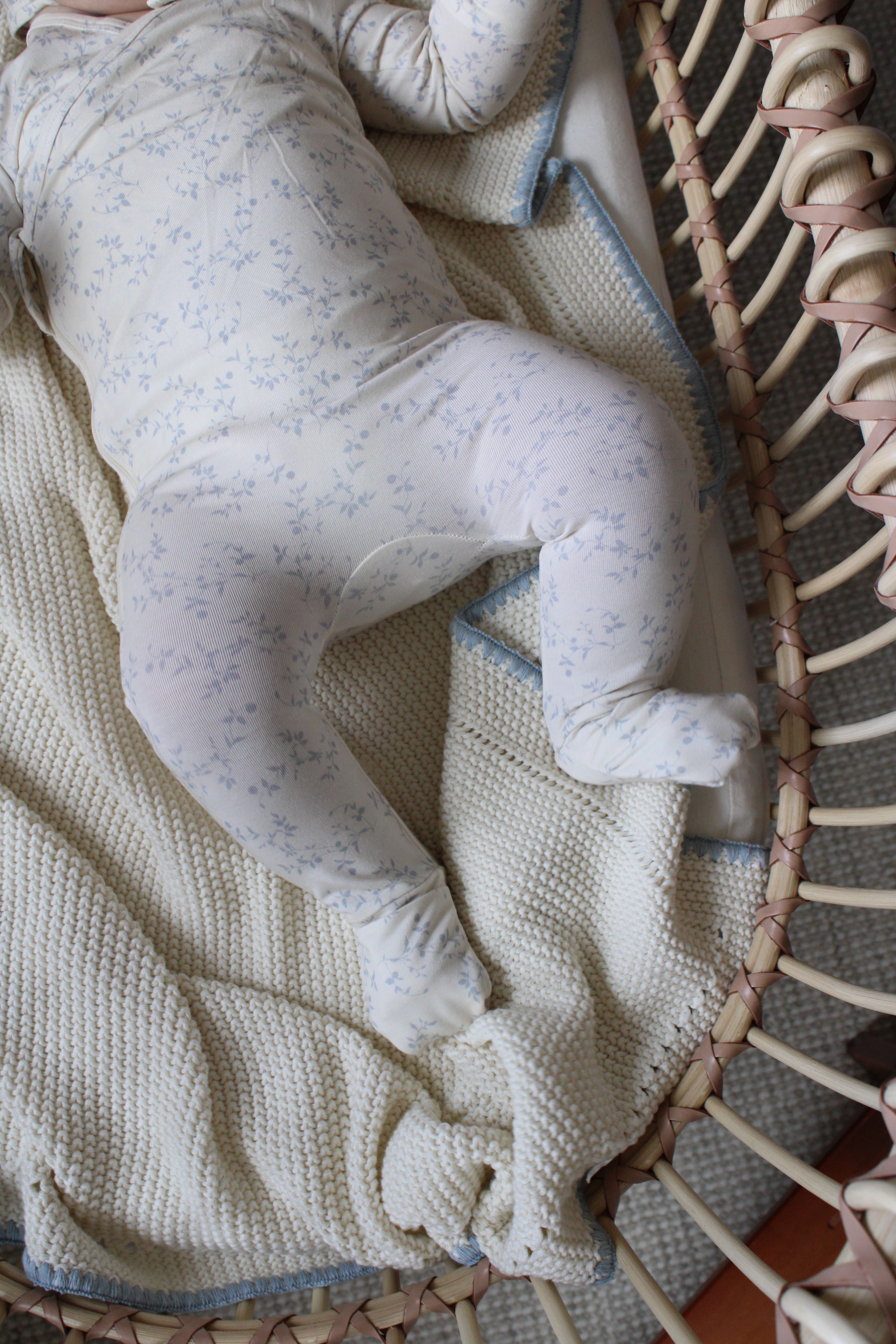 Soft Blue Vine Bamboo Wrap Footie