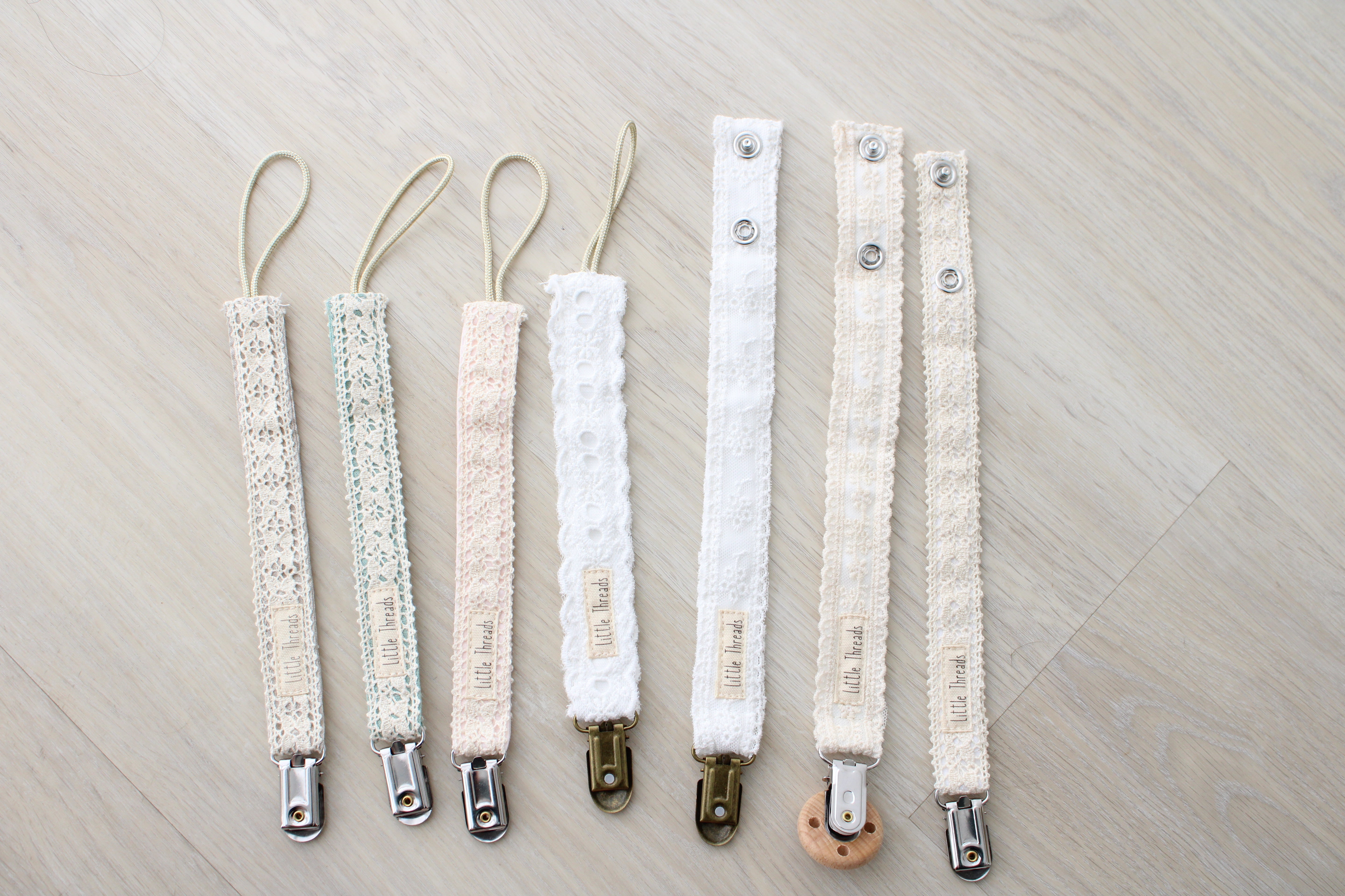 Ivory Floral Lace Pacifier Clip