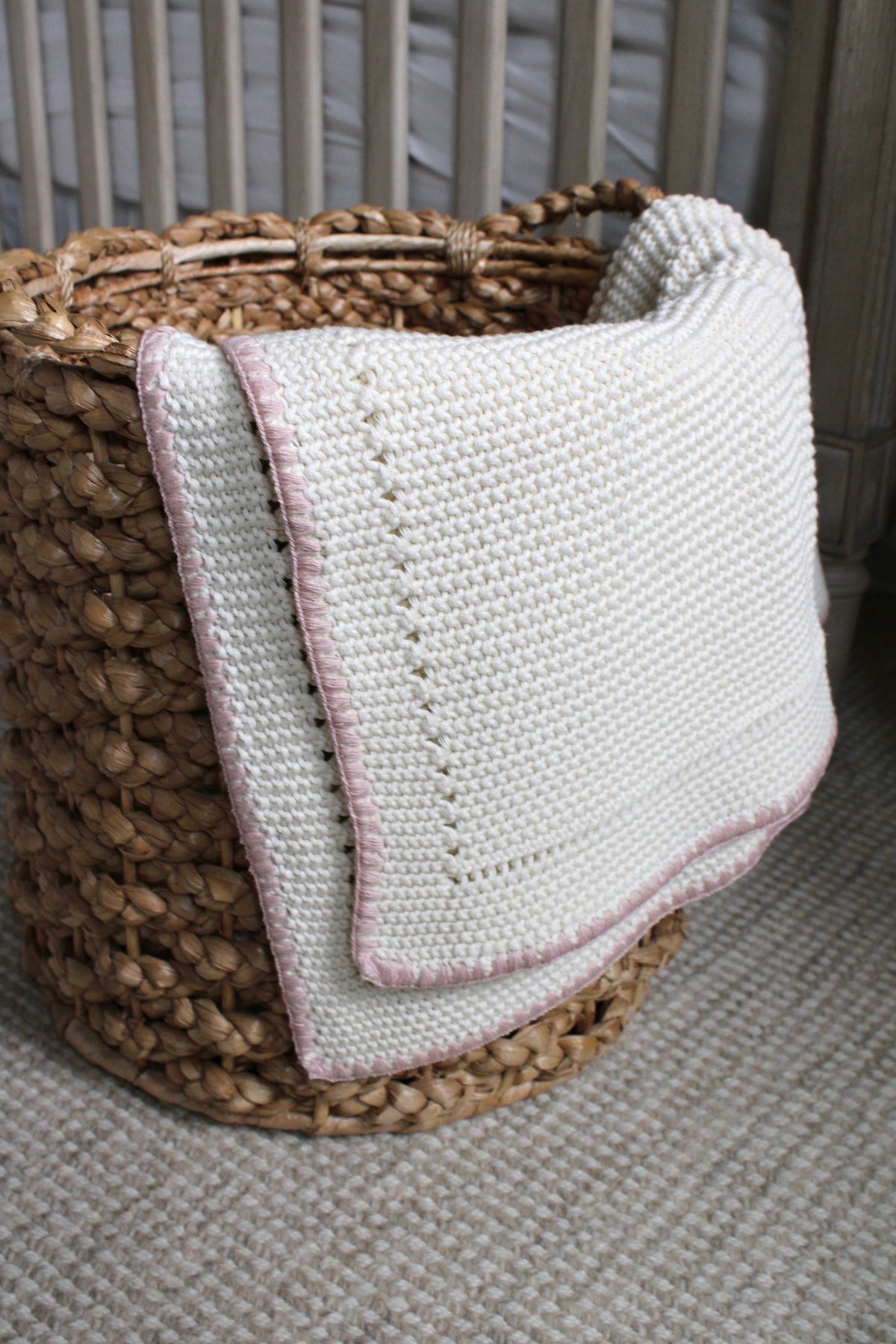 Blush Trim Knitted Blanket