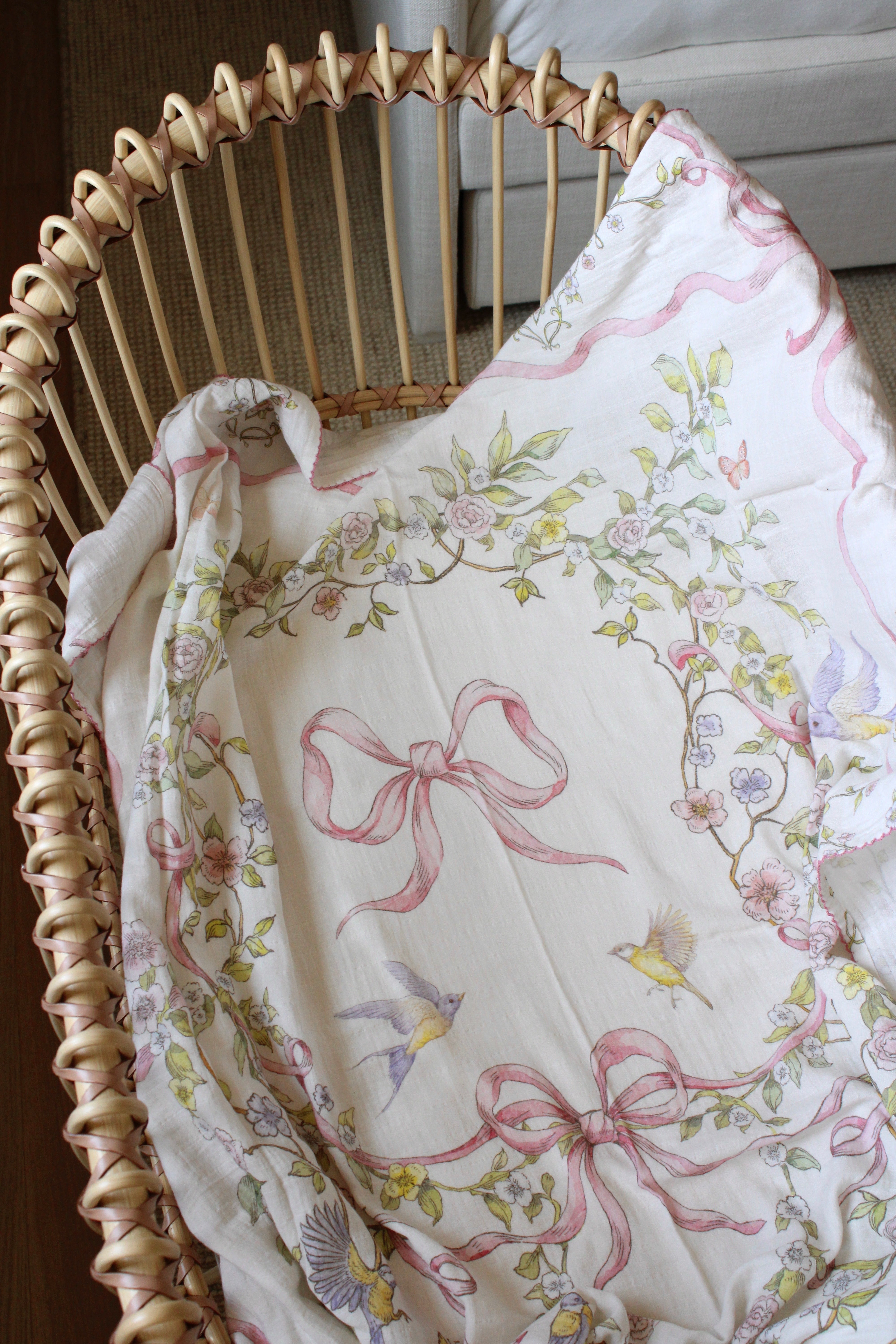 Rose Ribbon Garden Muslin Blanket