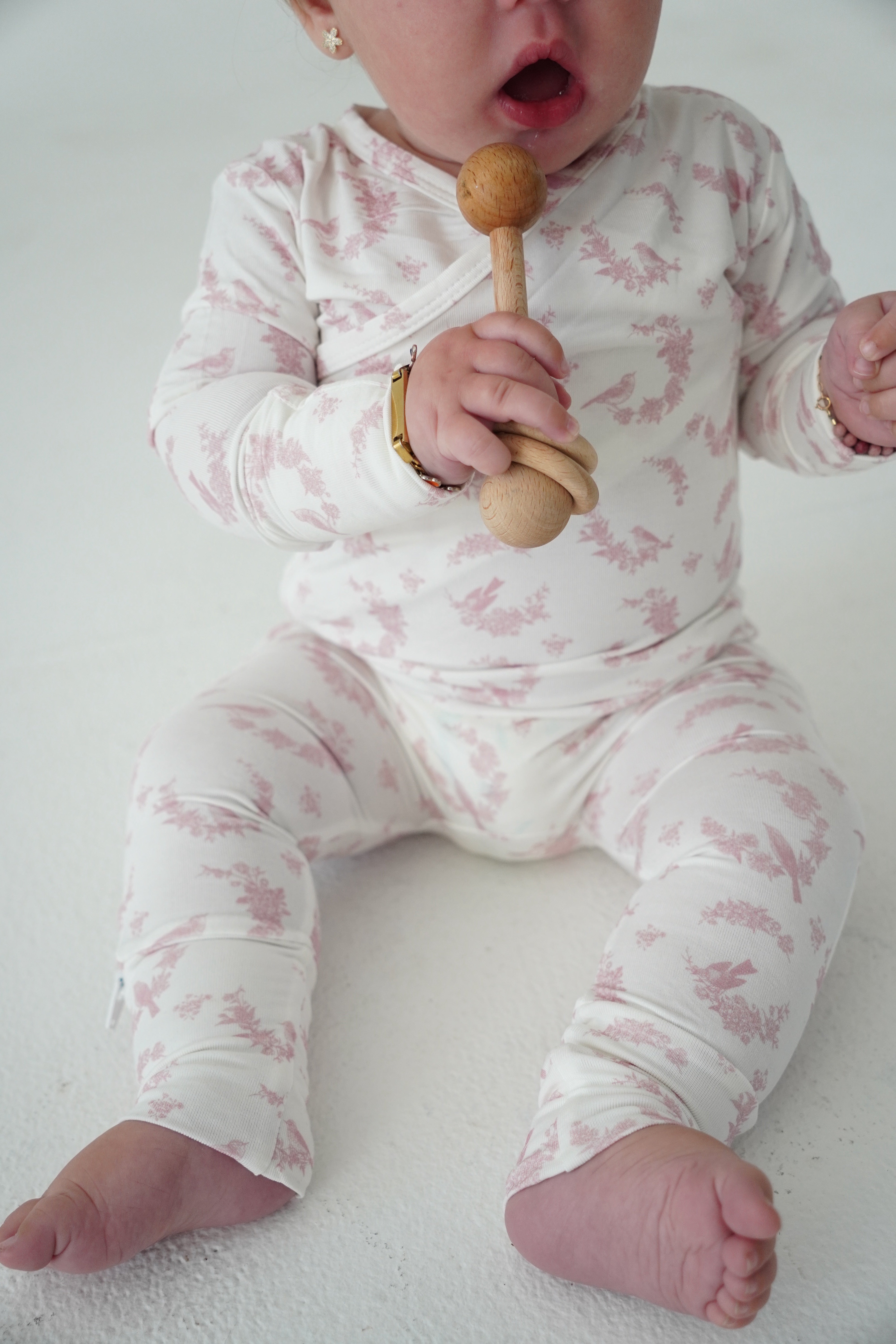 Little Pink Bird Bamboo Wrap Footie