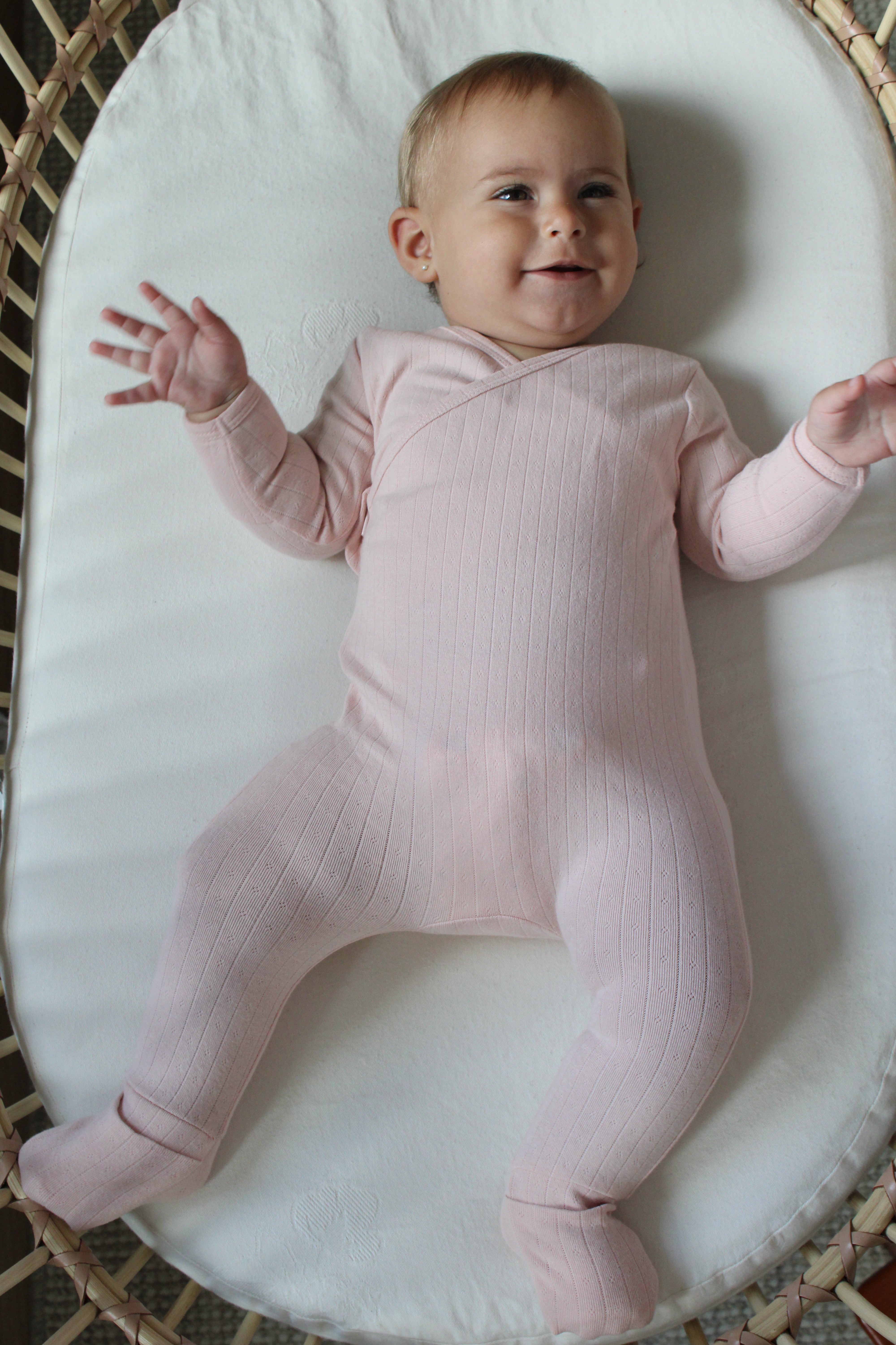 Pink Pointelle Wrap Footie