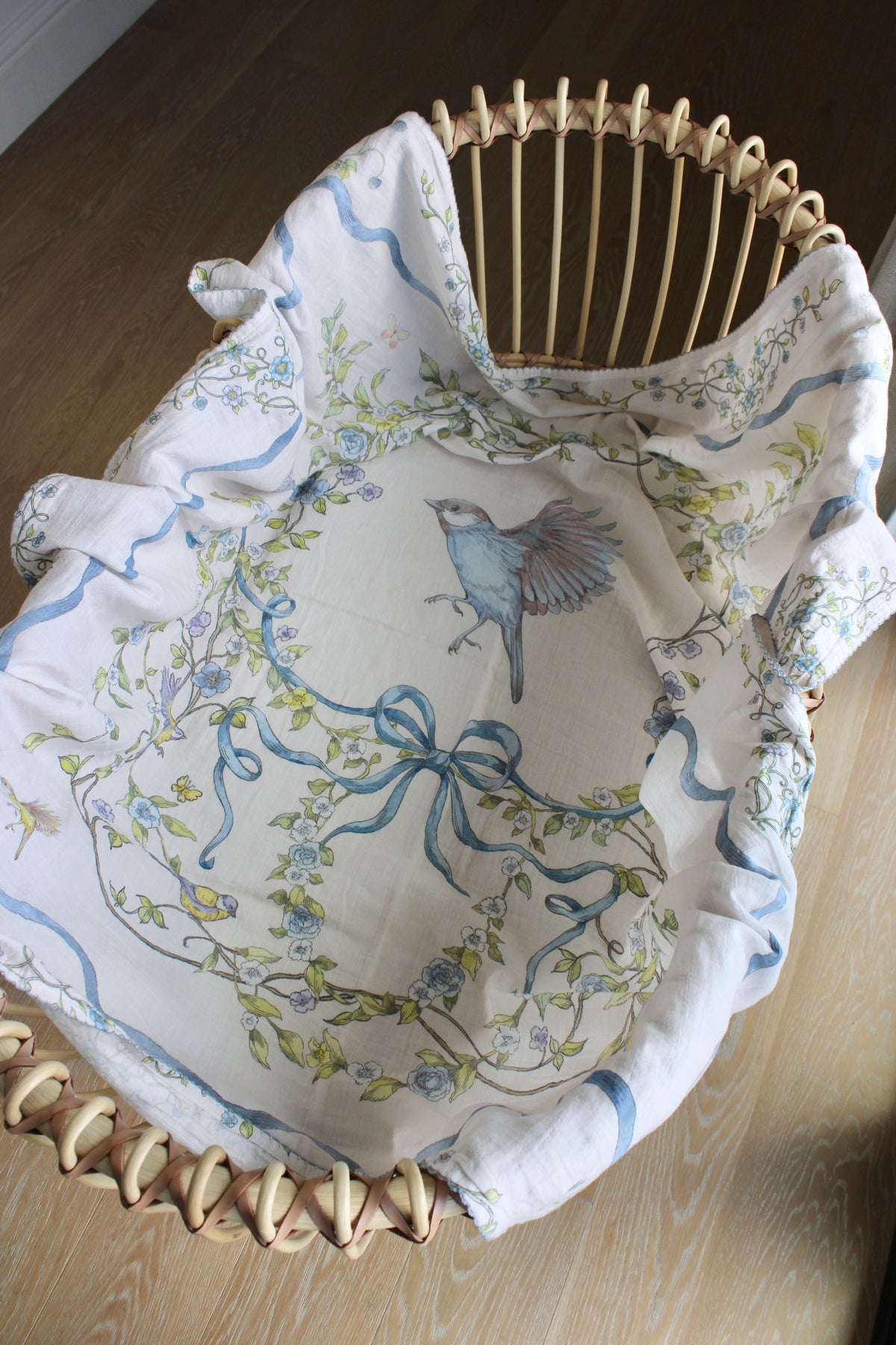 Bluebird Meadow Muslin Blanket