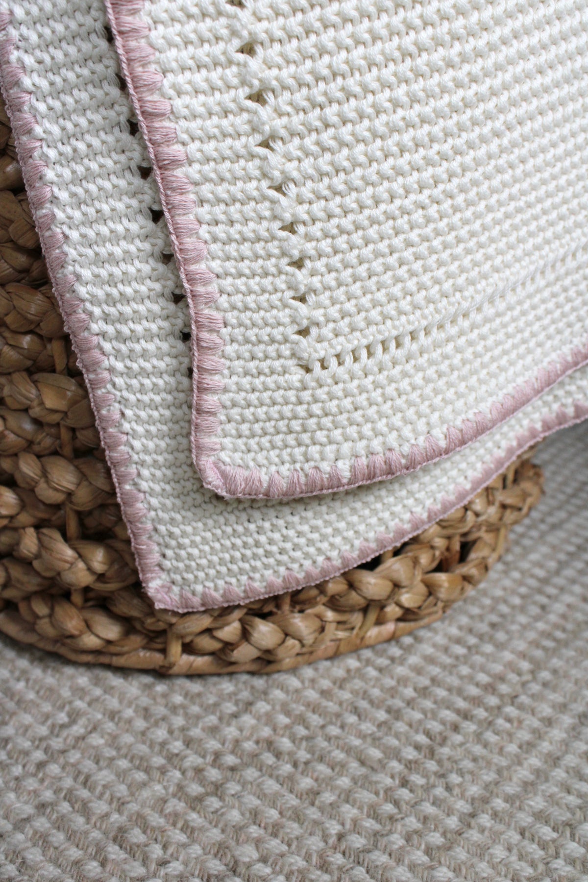 Blush Trim Knitted Blanket