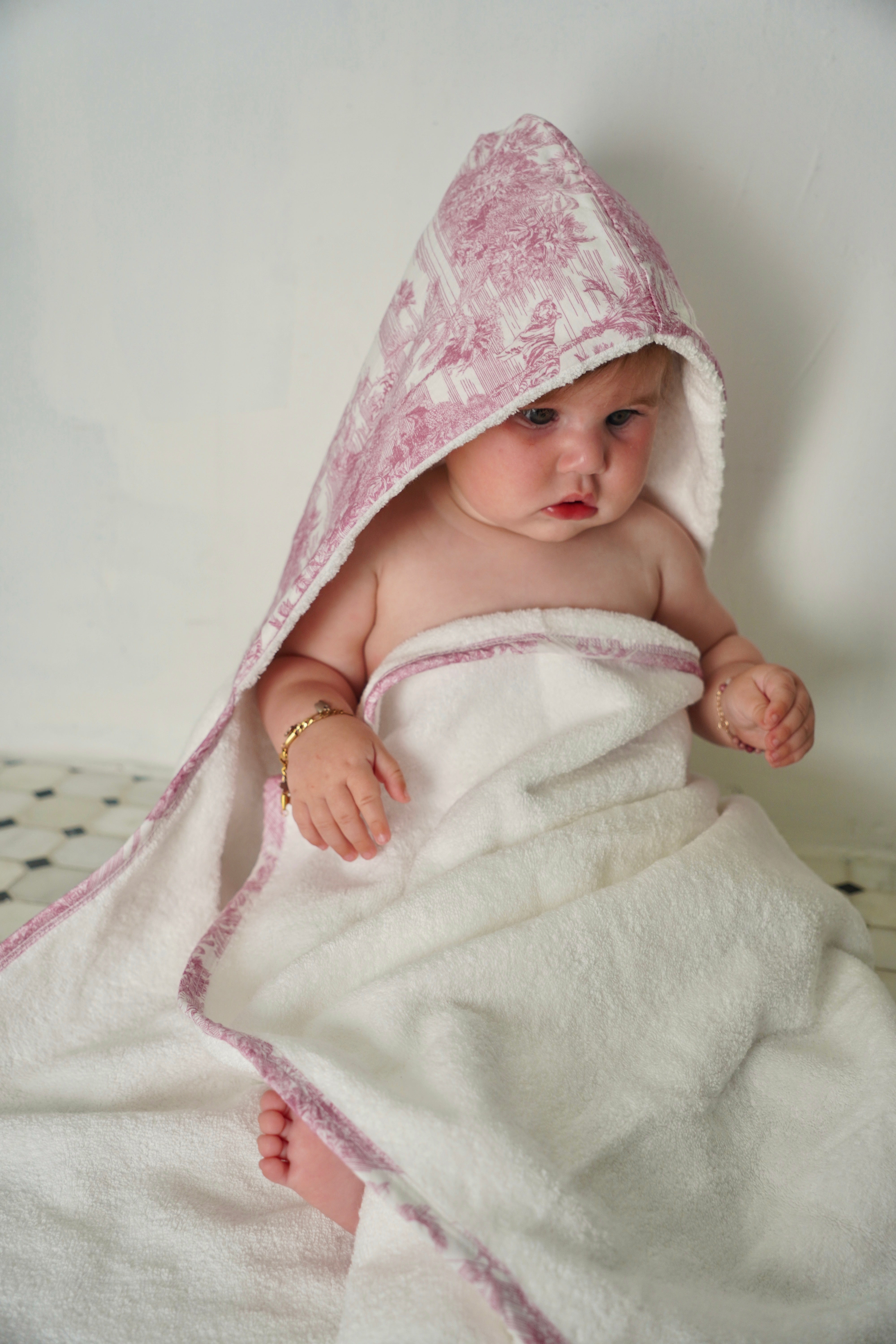Pink Toile Bath Towel