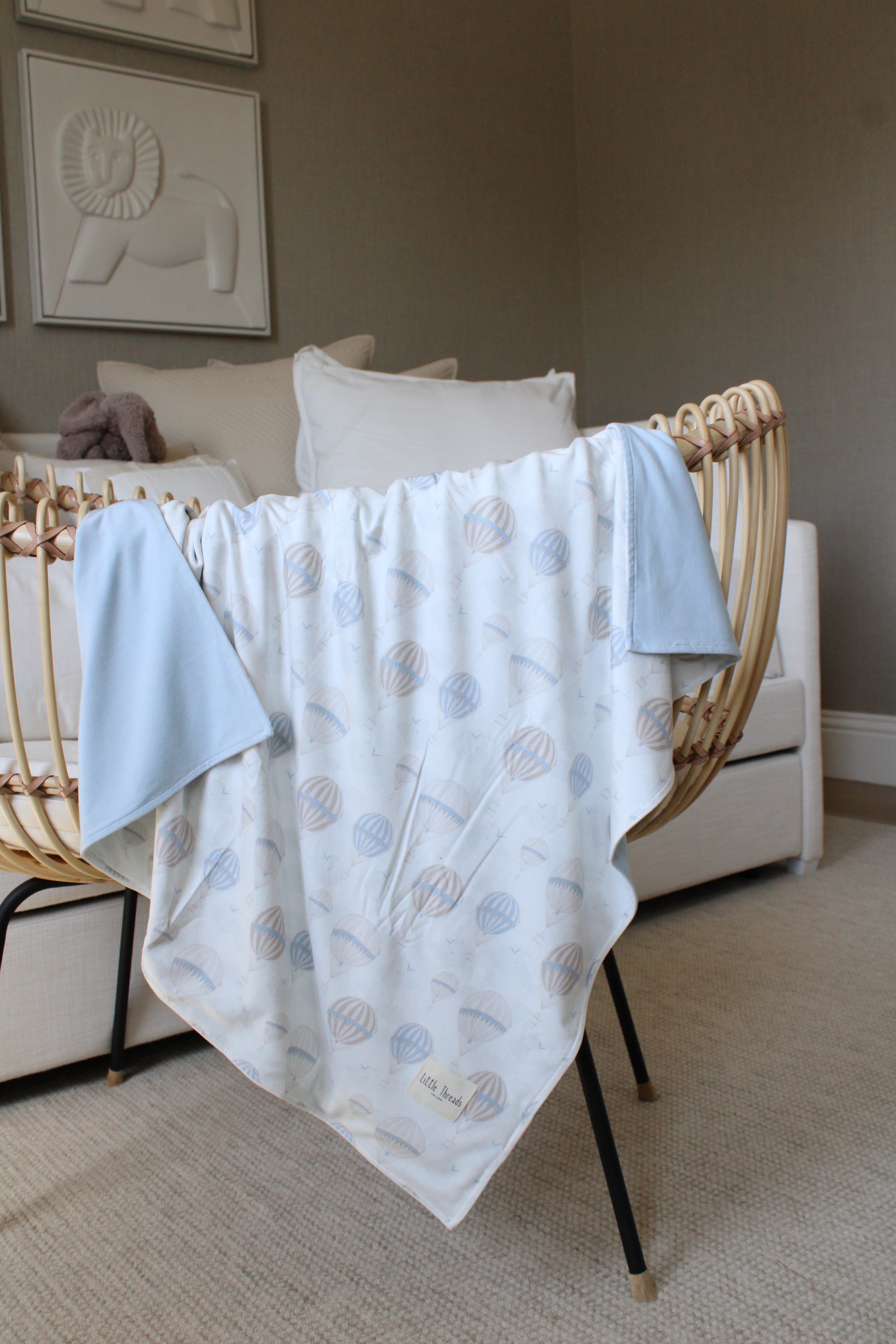 Blue Air Balloon Jersey Blanket