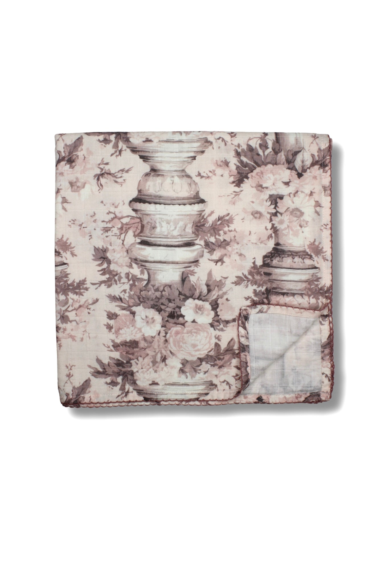 Vintage Pink Floral Pillars Muslin Blanket