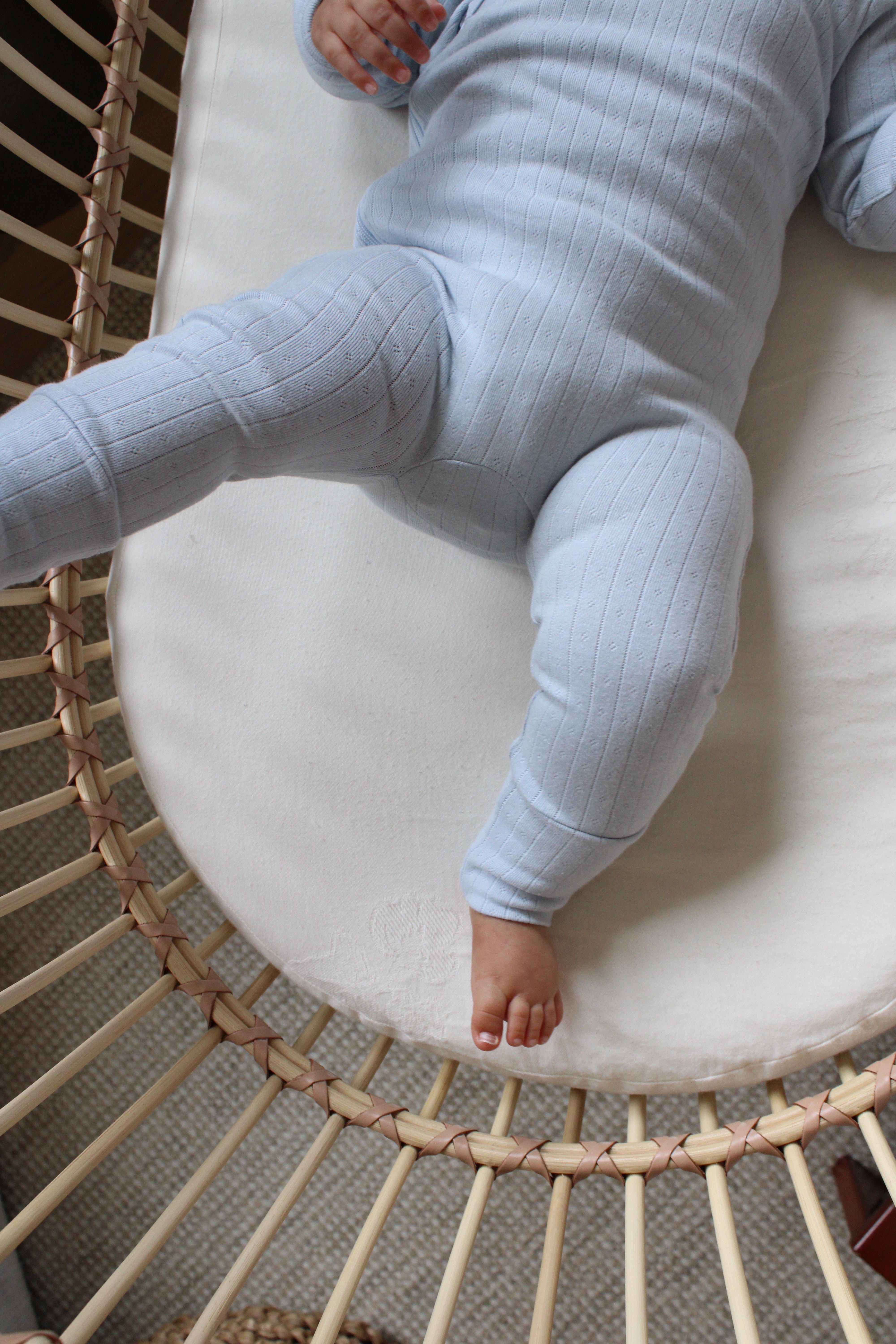 Blue Pointelle Wrap Footie
