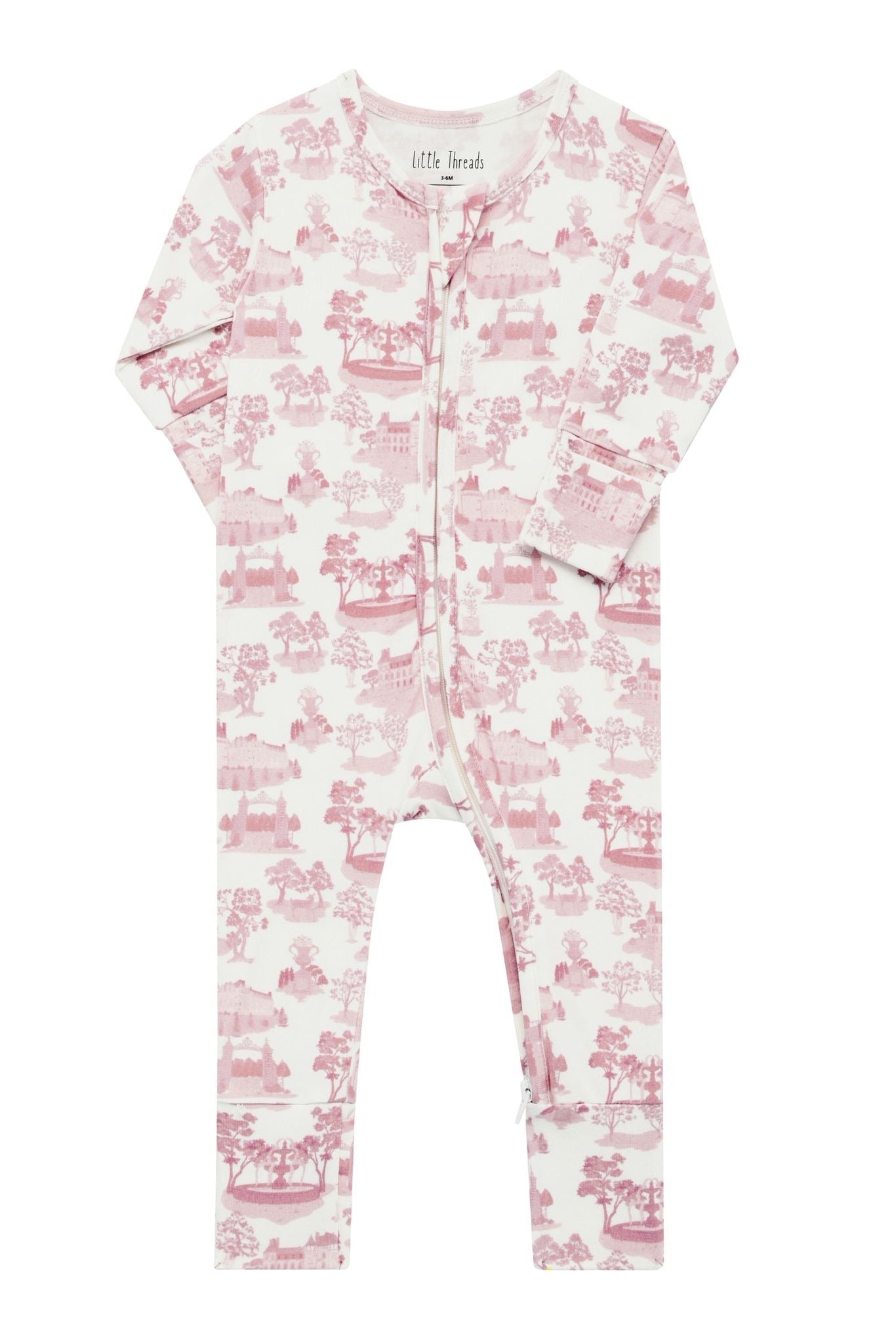 Mauve Toile De Jouy Bamboo Wrap Footie