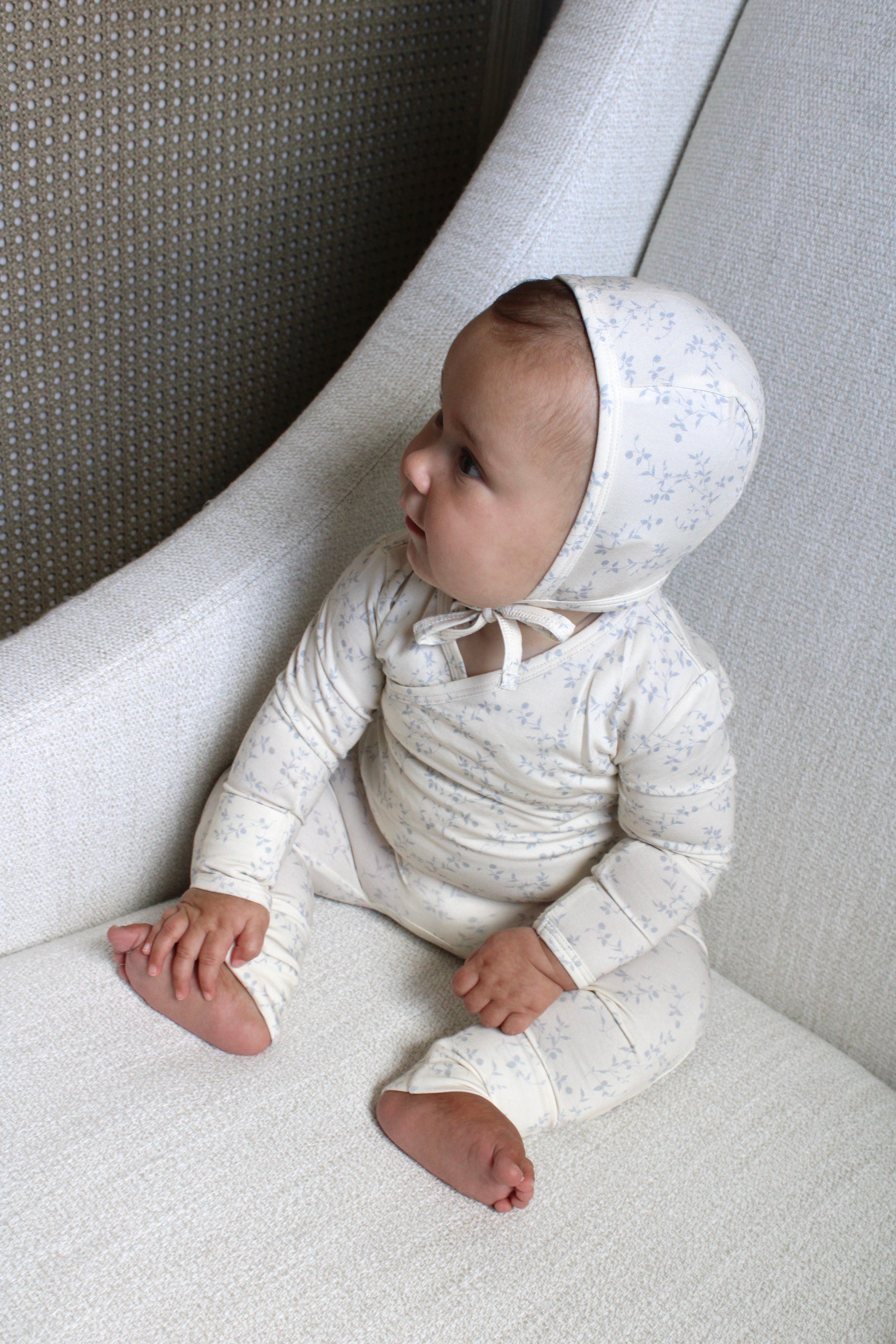Soft Blue Vine Bamboo Wrap Footie