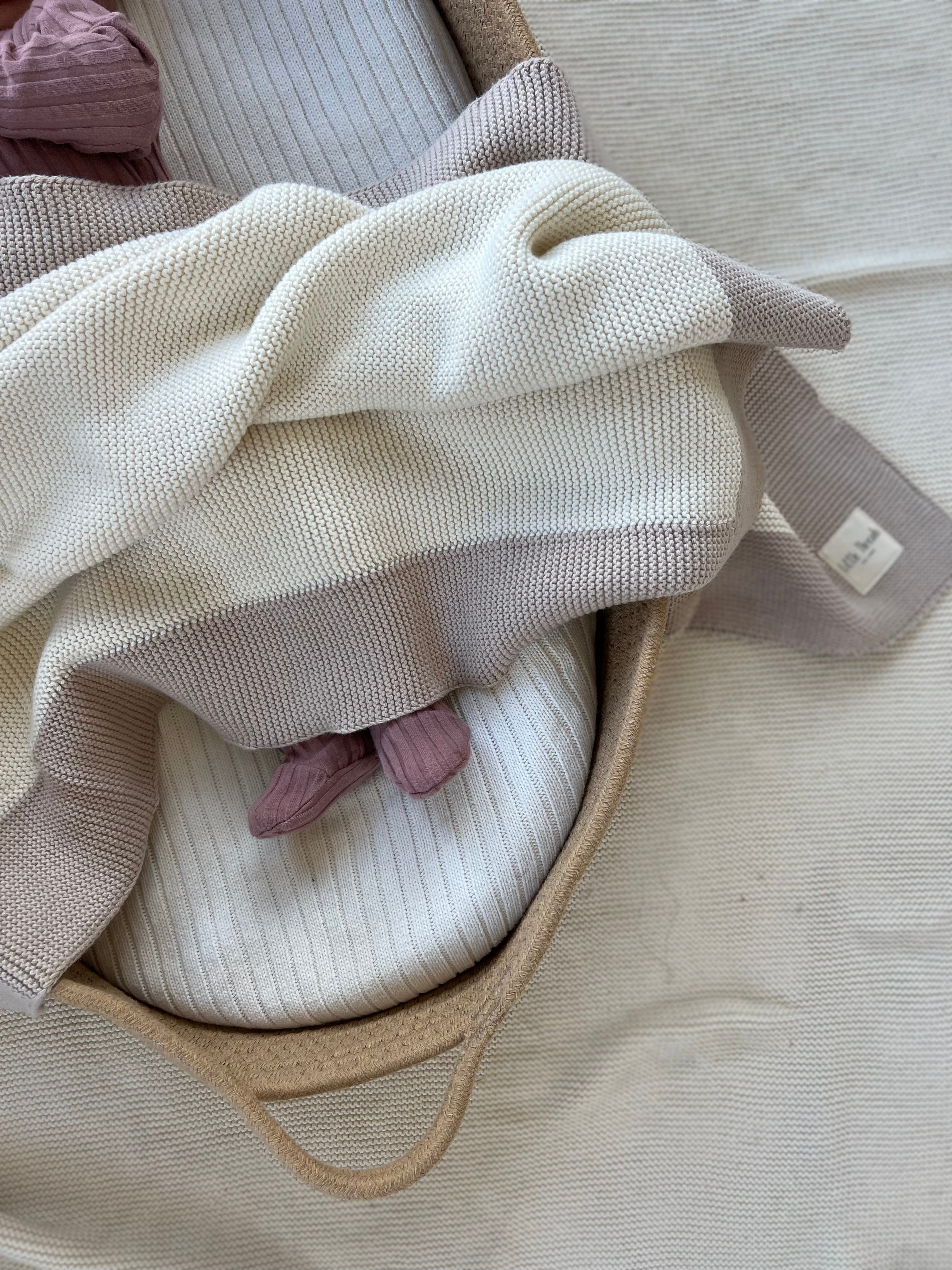 Neutral Border Knitted Cotton Blanket