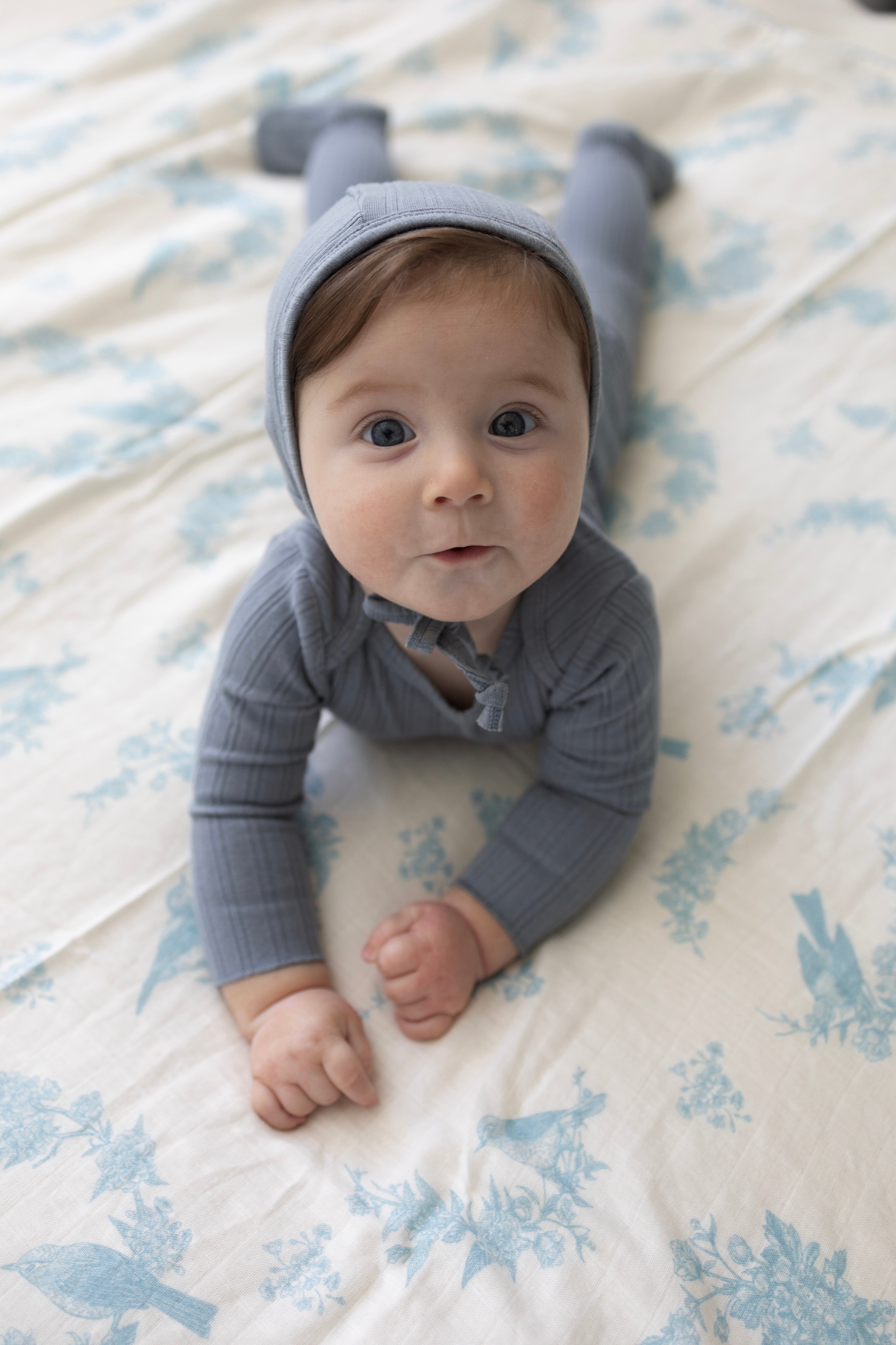Little Blue Bird Muslin Blanket