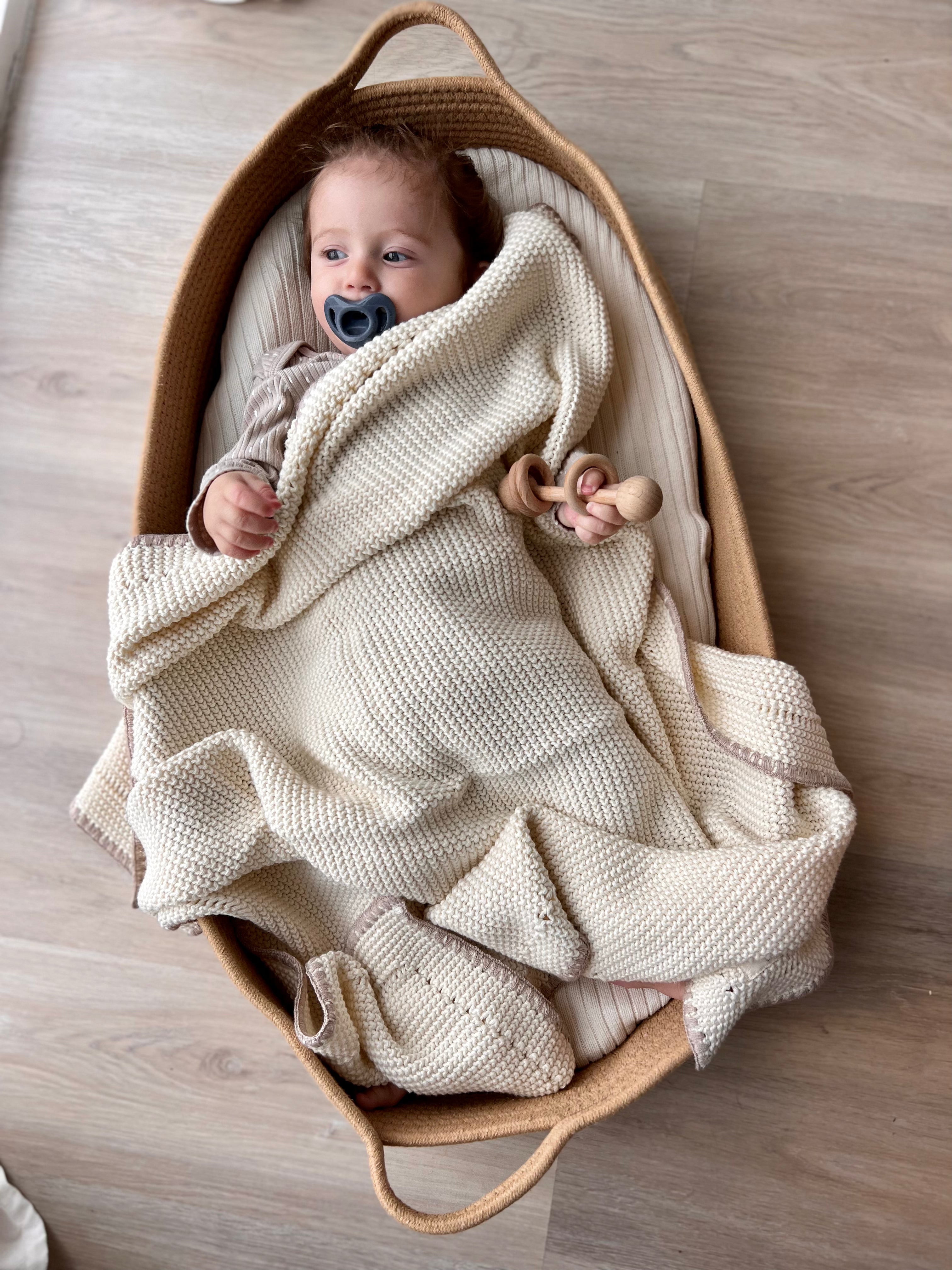 Oat Cream Knitted Cotton Blanket