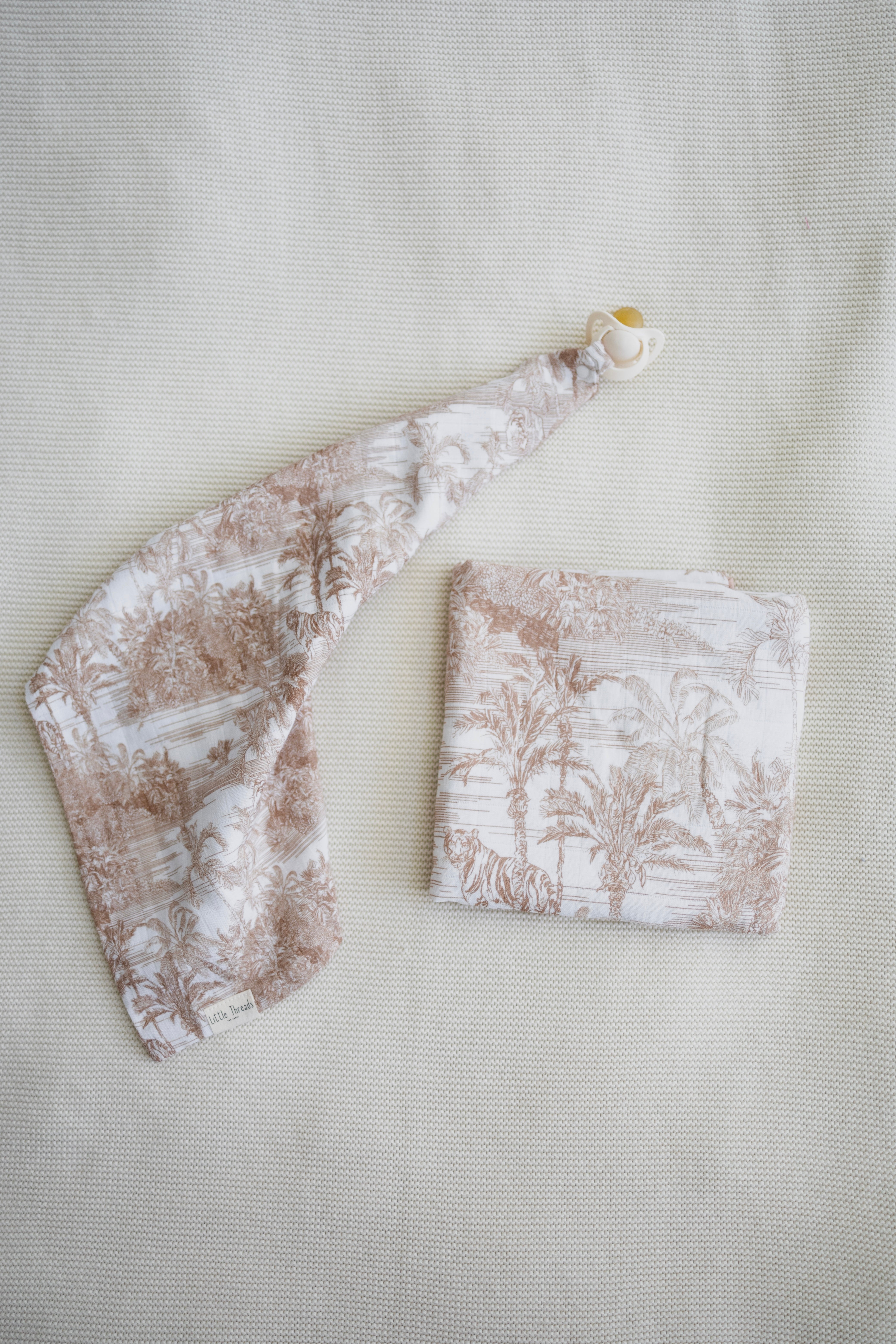 BUNDLE Neutral Jungle Toile Muslin Blanket & Lovey