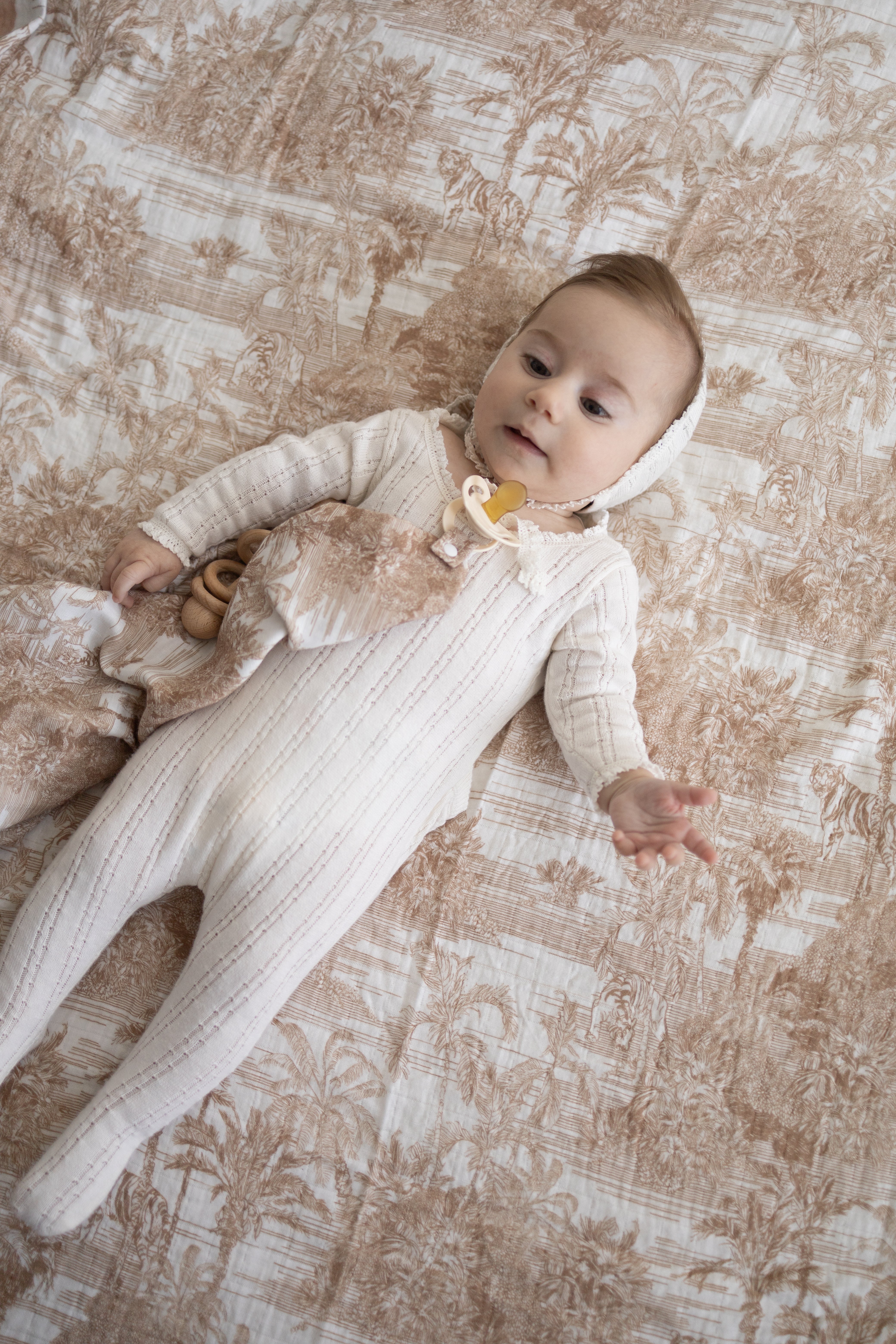 BUNDLE Neutral Jungle Toile Muslin Blanket & Lovey