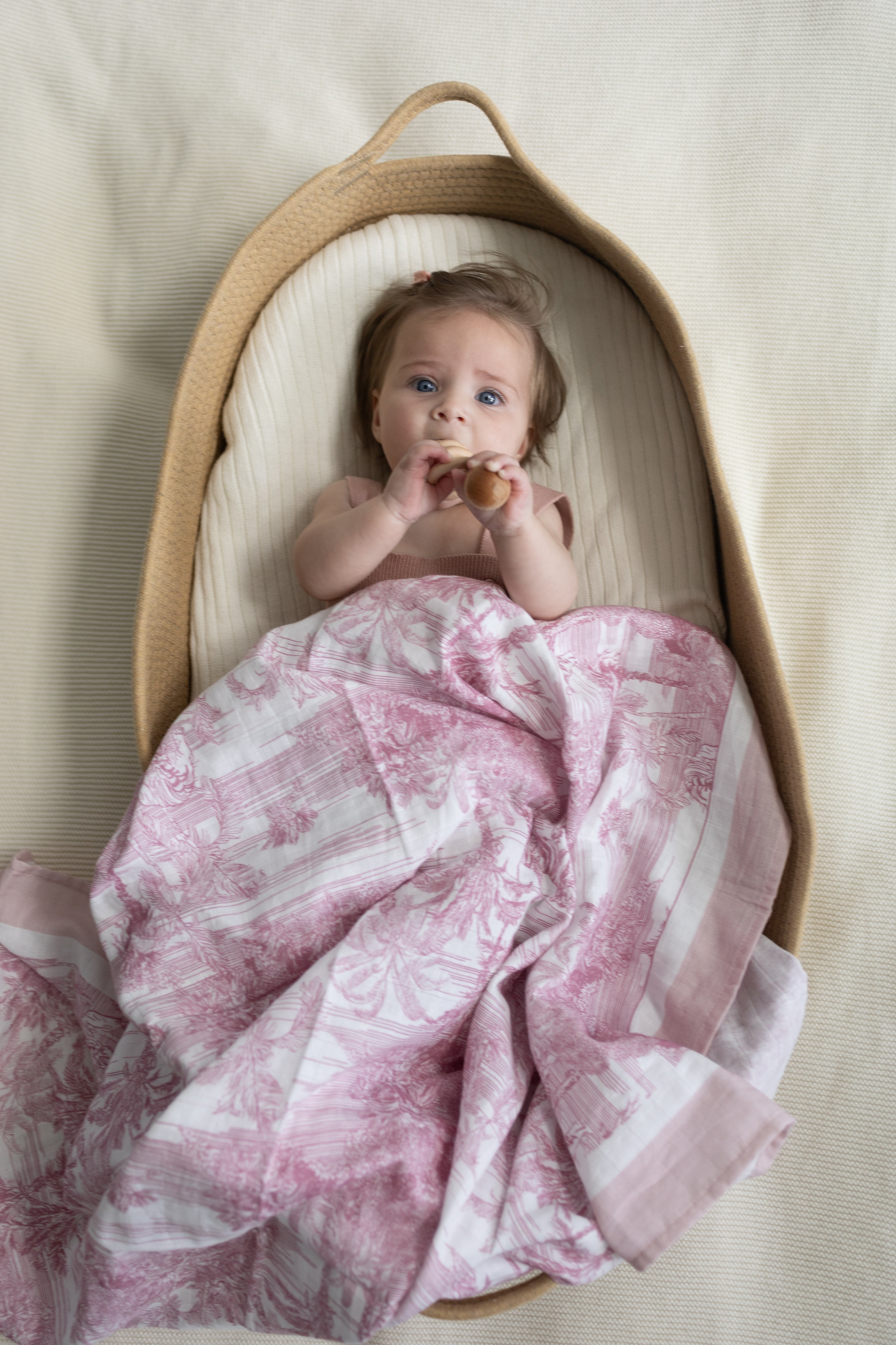 Pink Jungle Toile Muslin Blanket