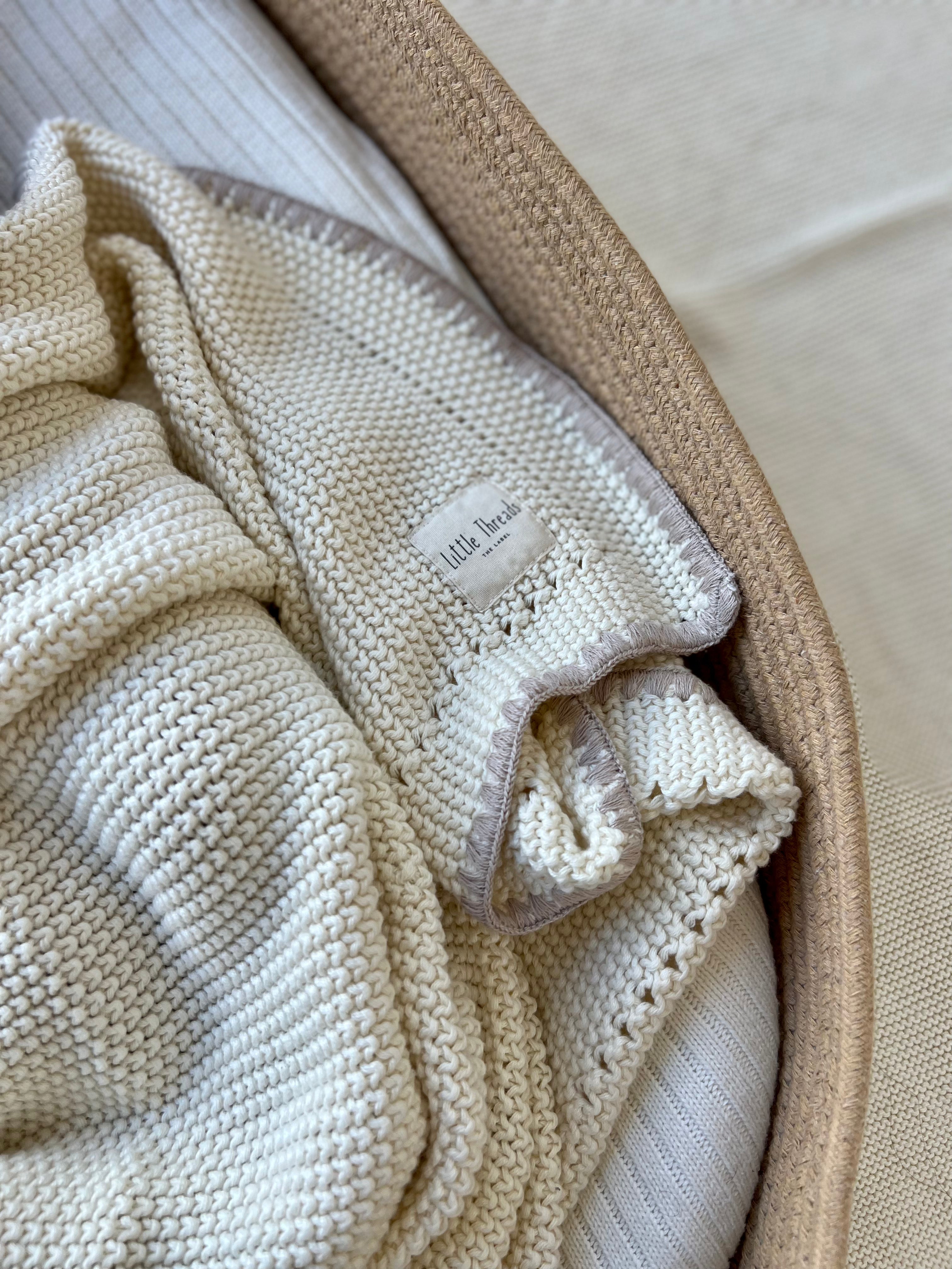 Oat Cream Knitted Cotton Blanket
