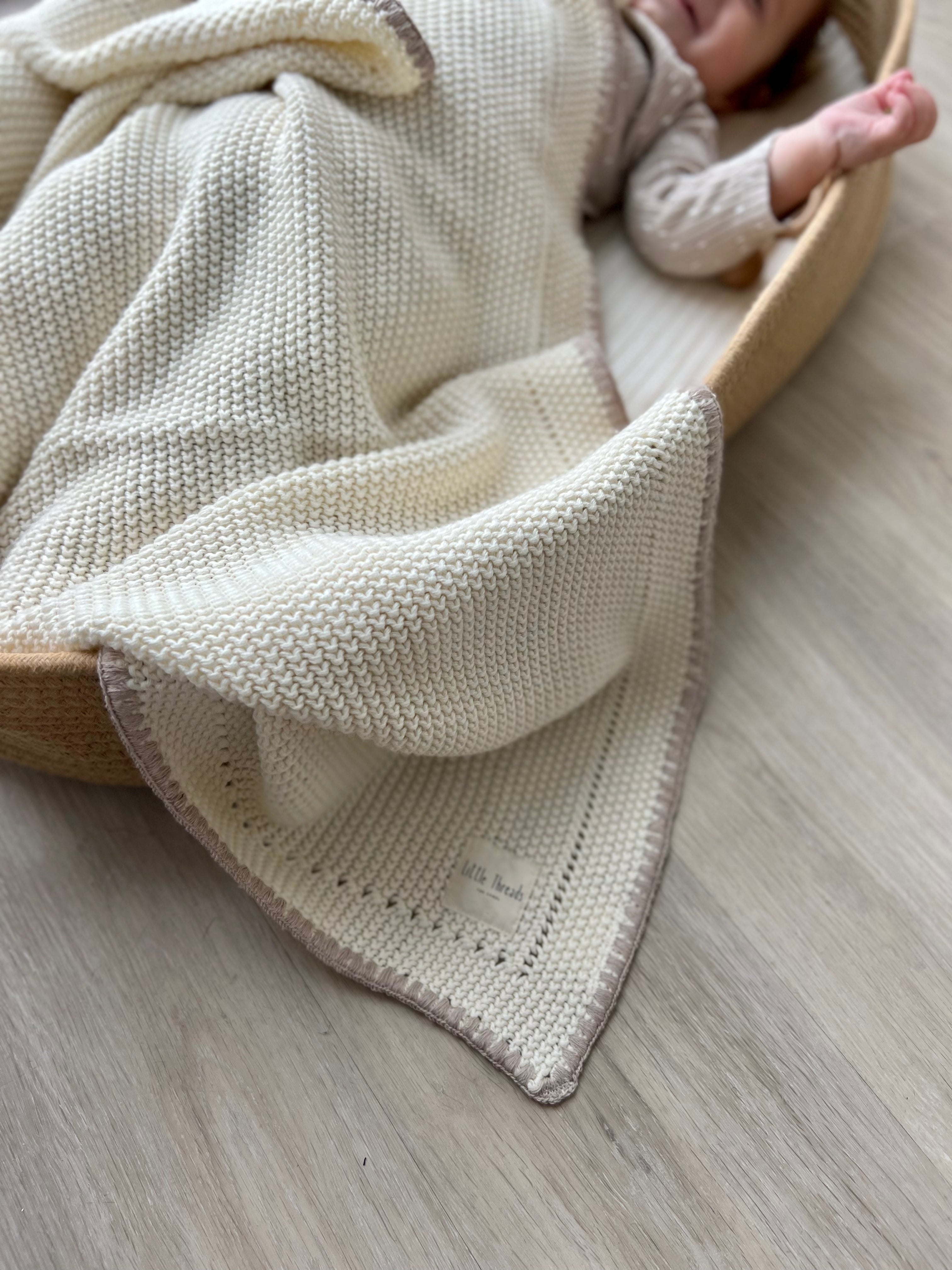 Oat Cream Knitted Cotton Blanket