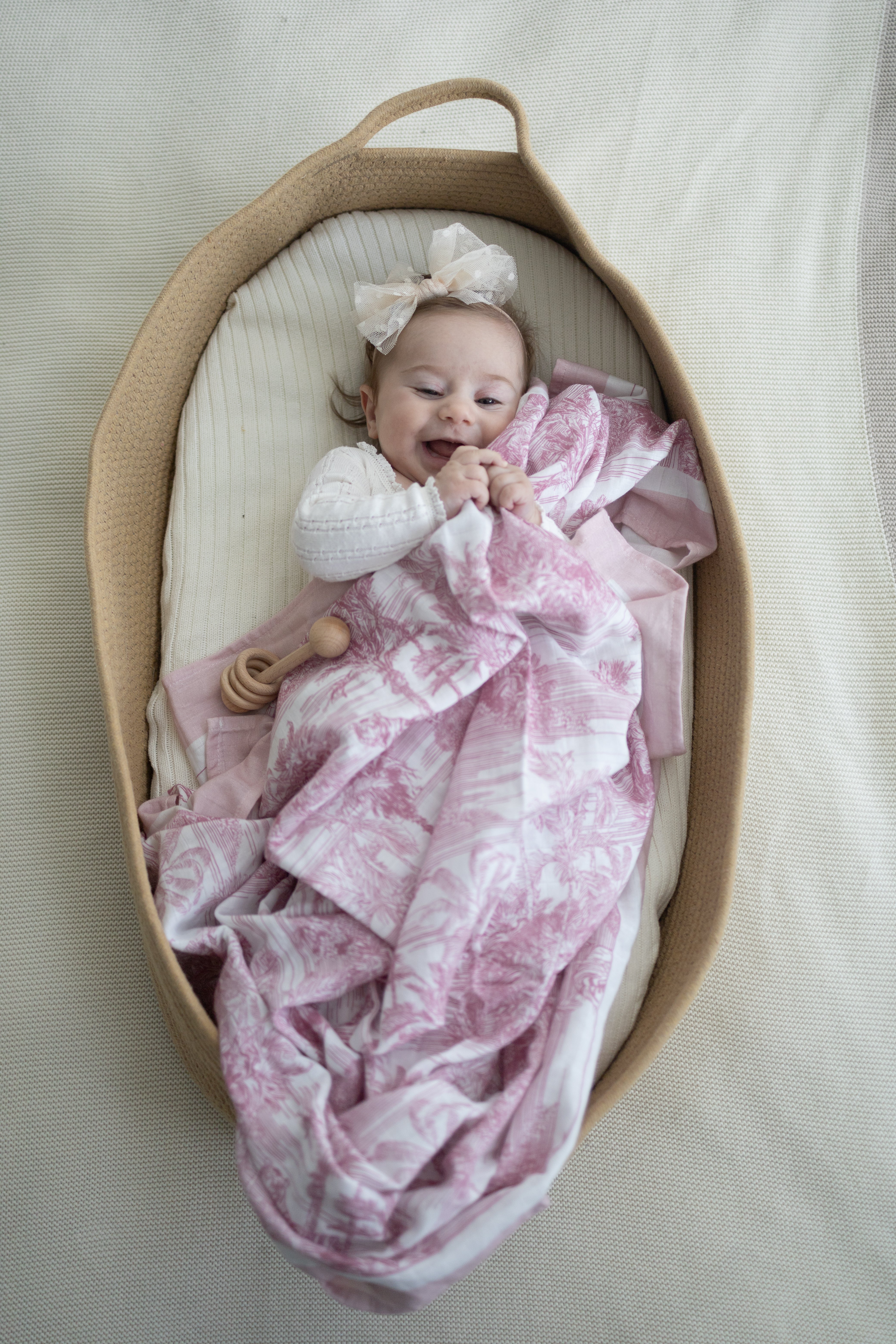 BUNDLE Pink Jungle Toile Muslin Blanket & Lovey