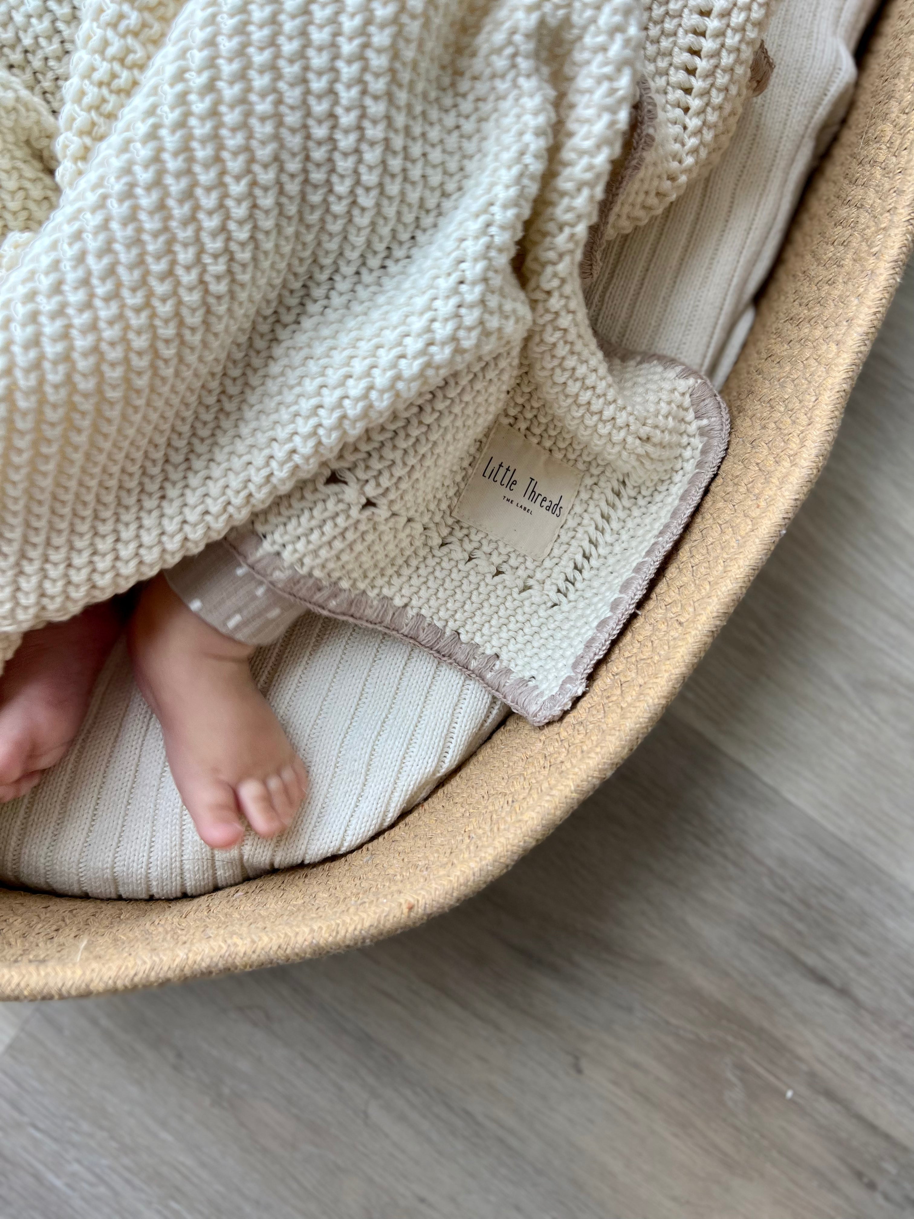 Oat Cream Knitted Cotton Blanket