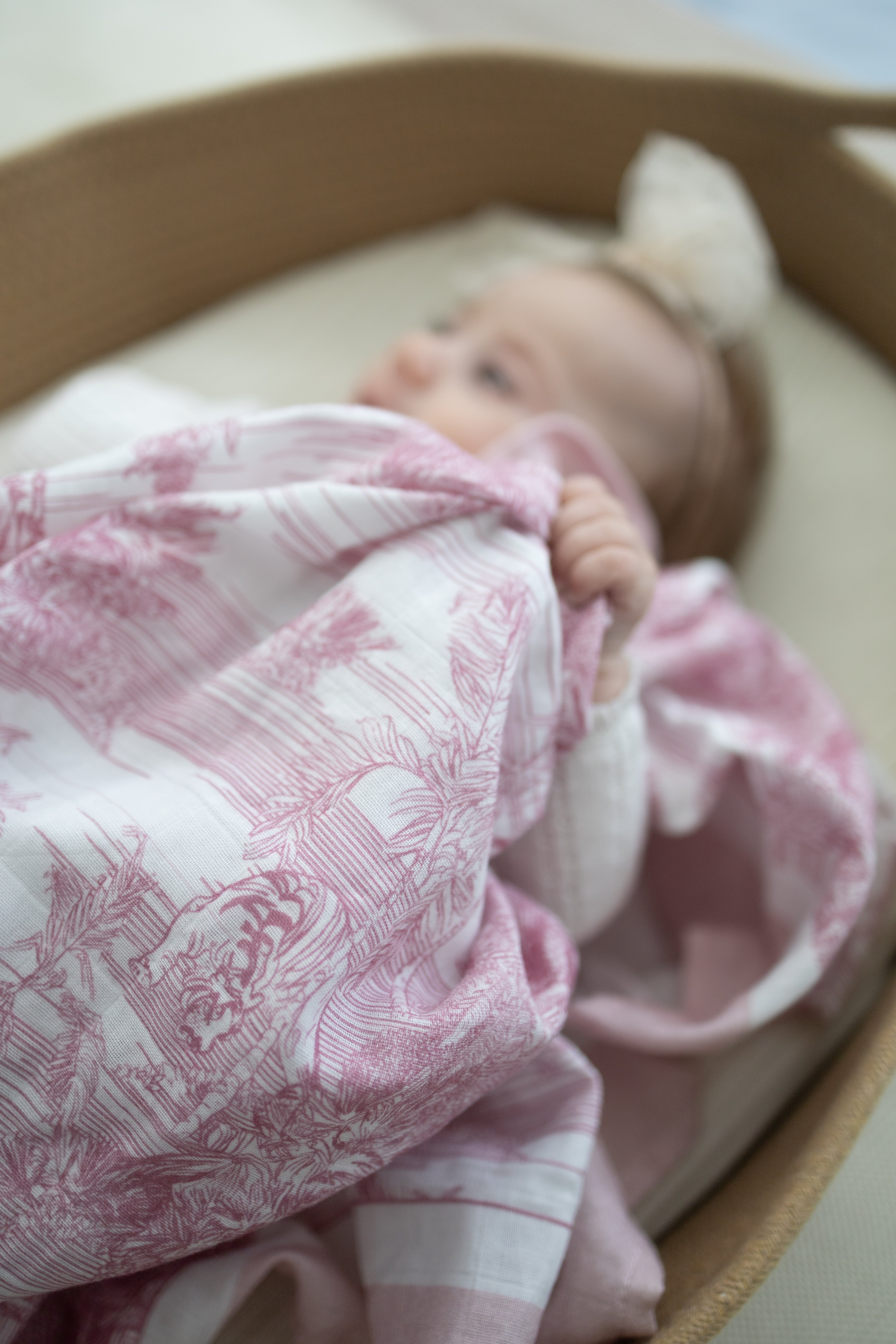 Pink Jungle Toile Muslin Blanket