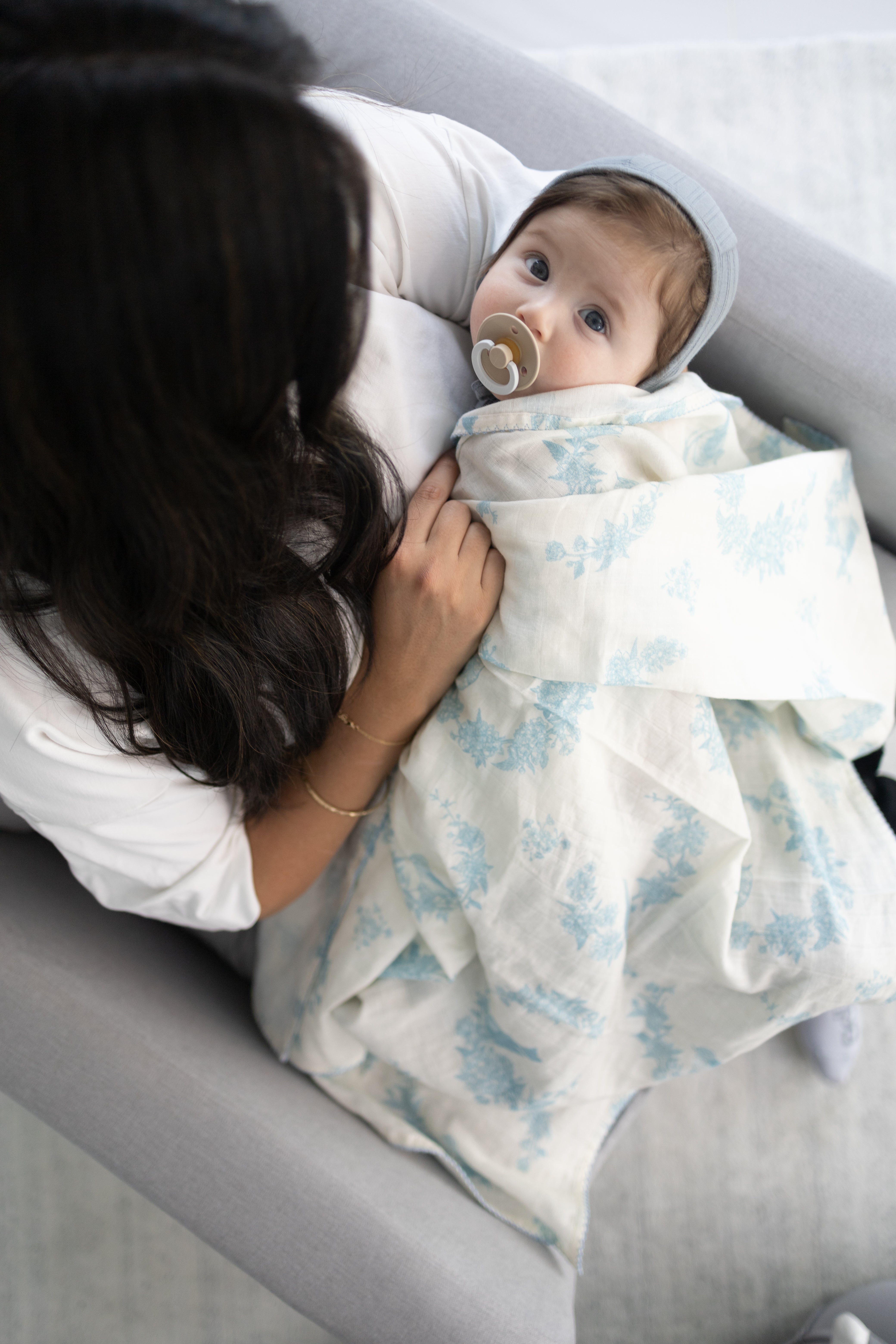 Little Blue Bird Muslin Blanket