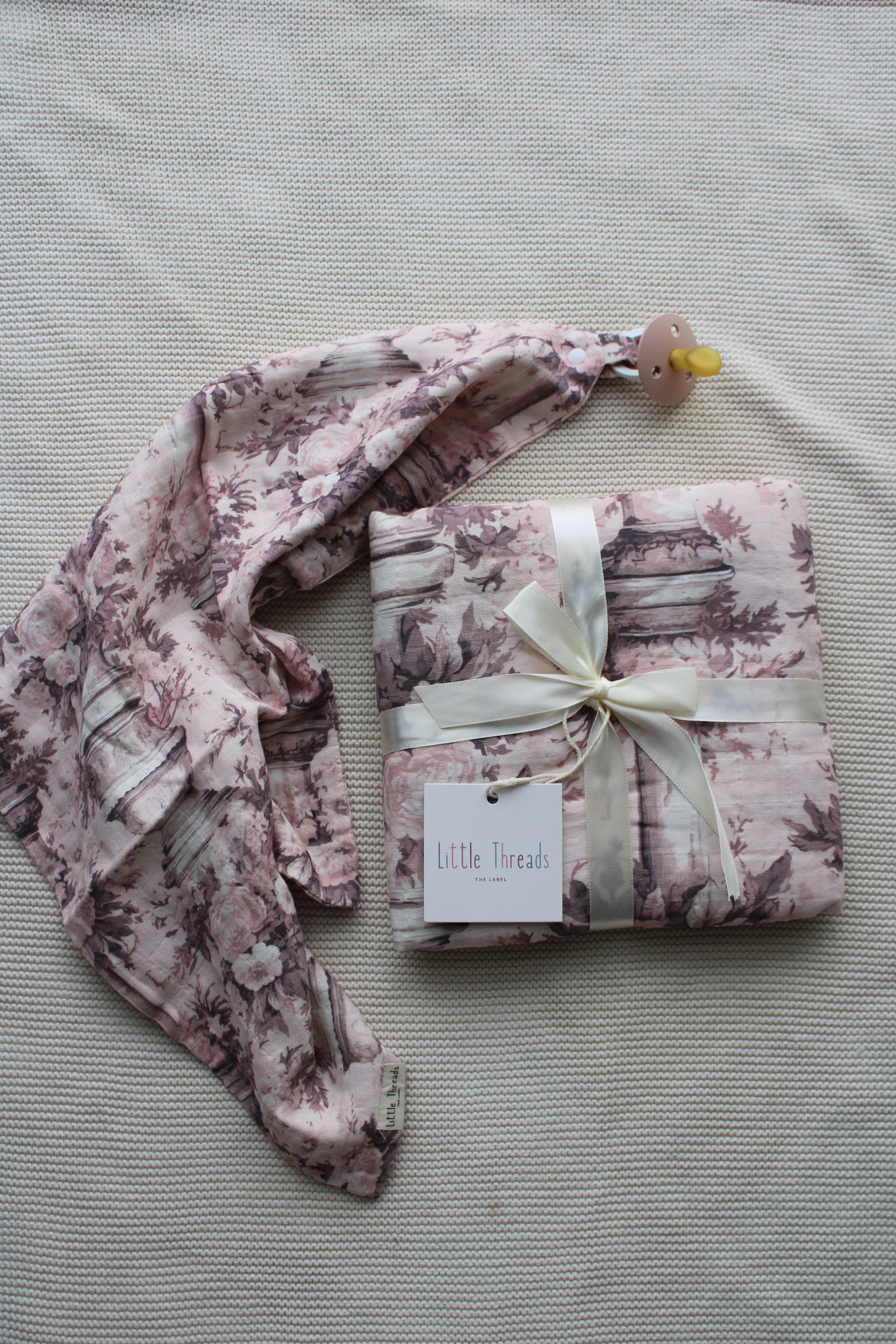 BUNDLE Vintage Pink Floral Pillars Muslin Blanket & Lovey