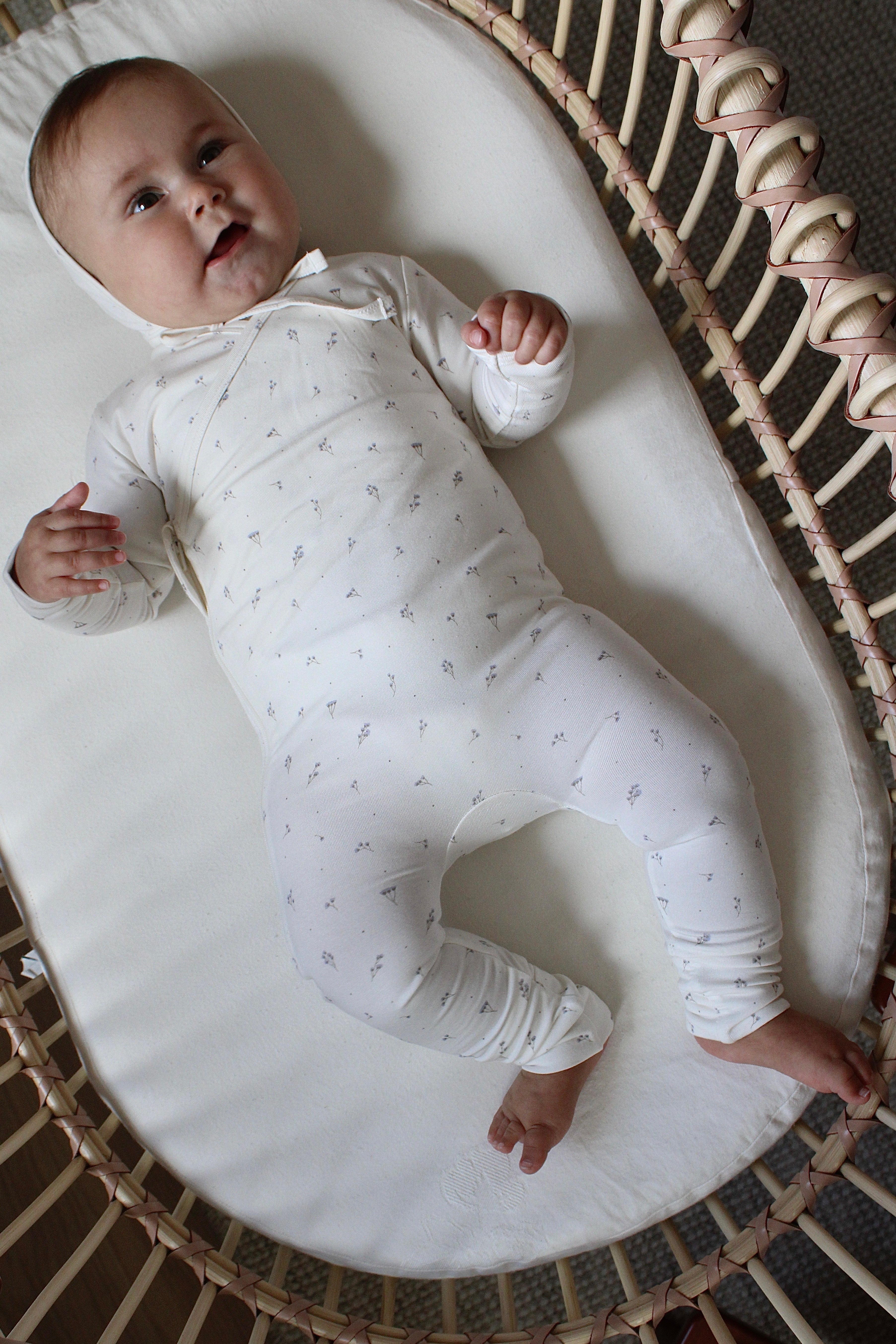 Blue Baby’s Breath Bamboo Wrap Footie