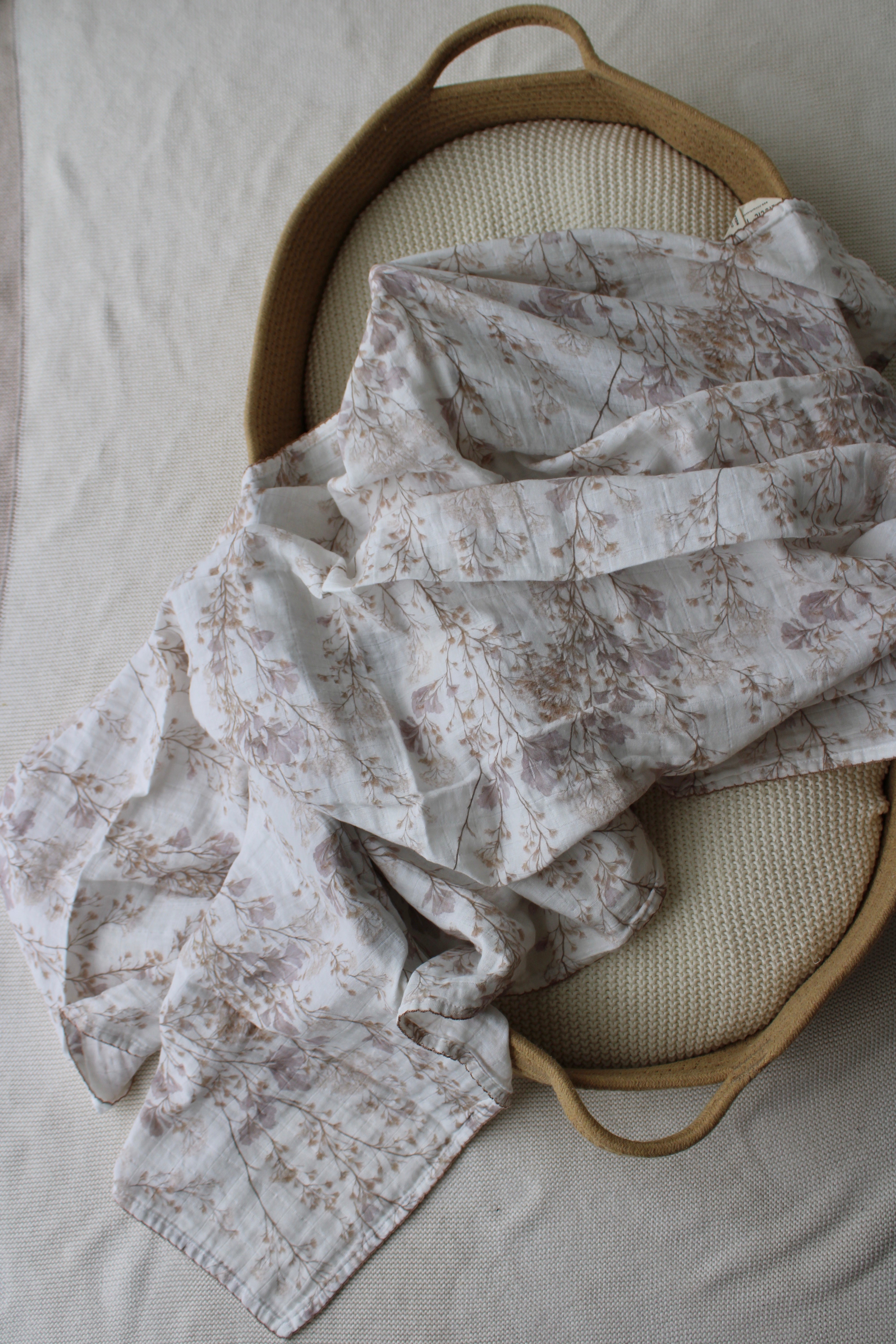 Delicate Neutral Branches Muslin Blanket