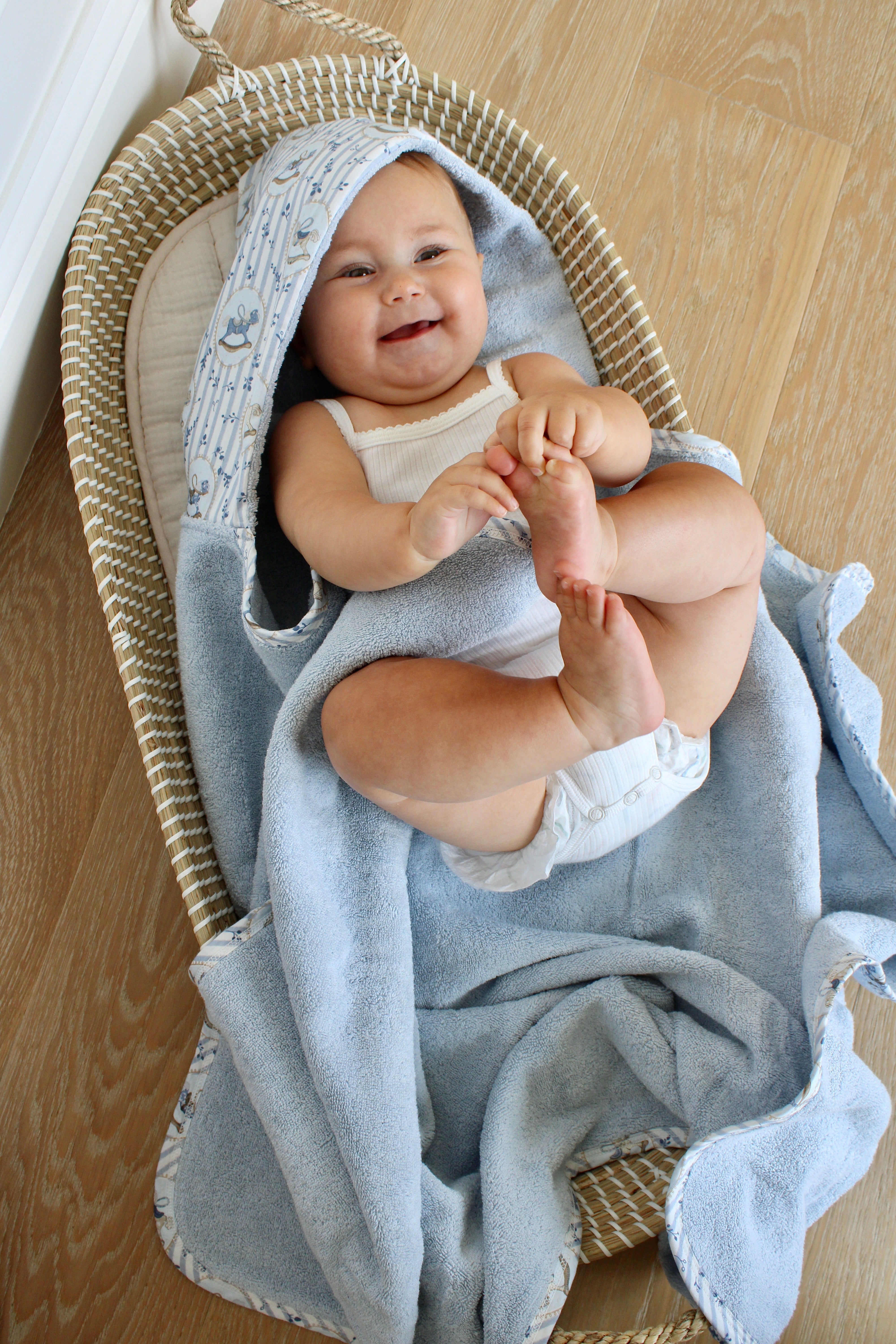 Blue Rocking Horse Hooded Bath Towel