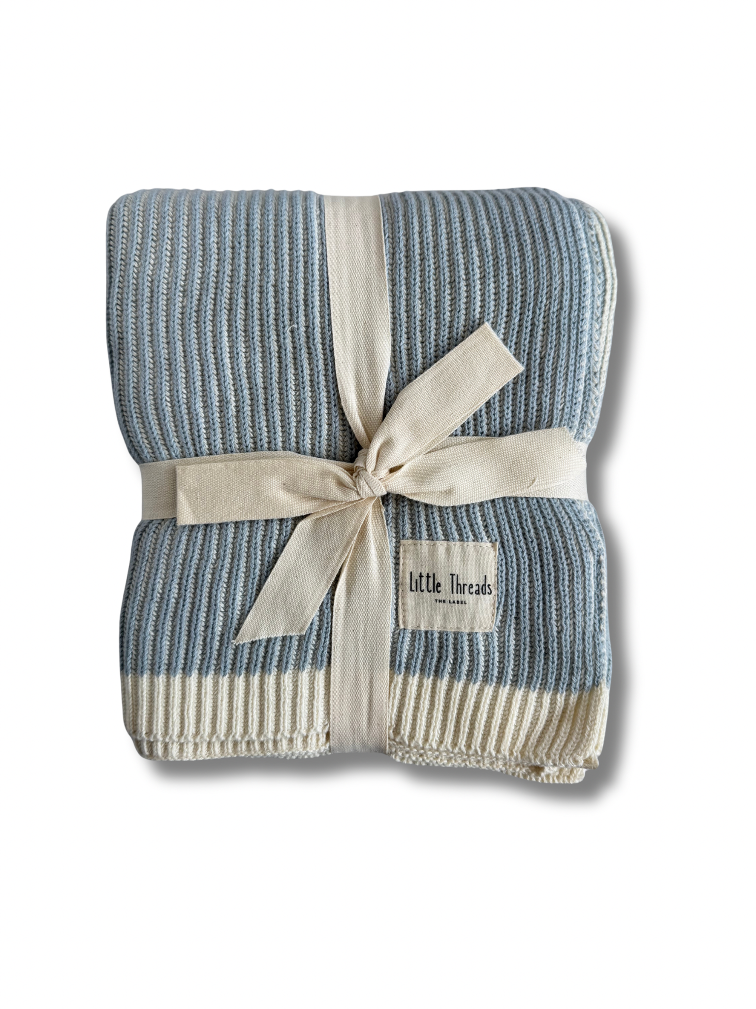 Powder Blue Ribbed Knit Blanket
