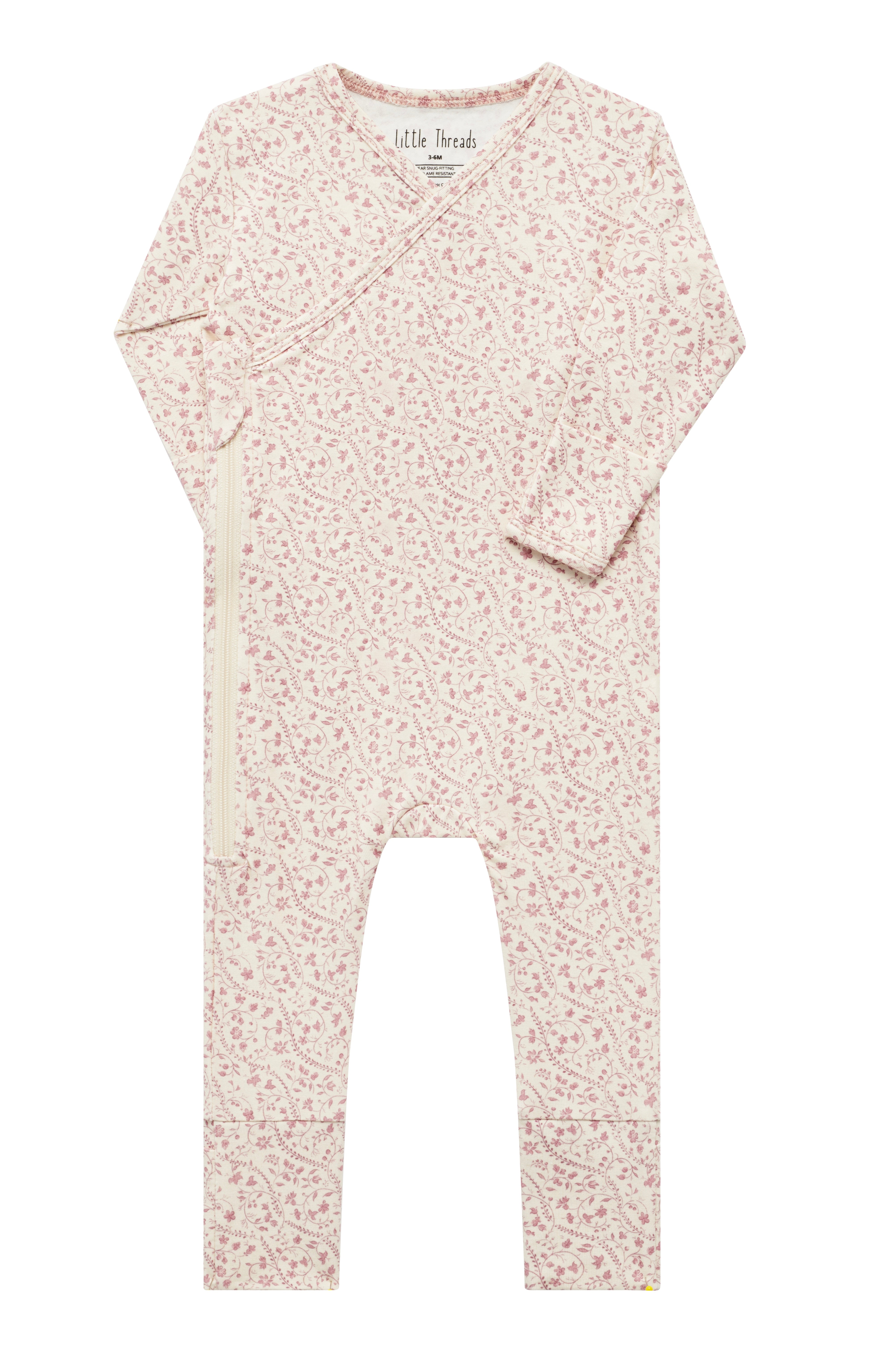 Mauve Heirloom Vine Bamboo Wrap Footie