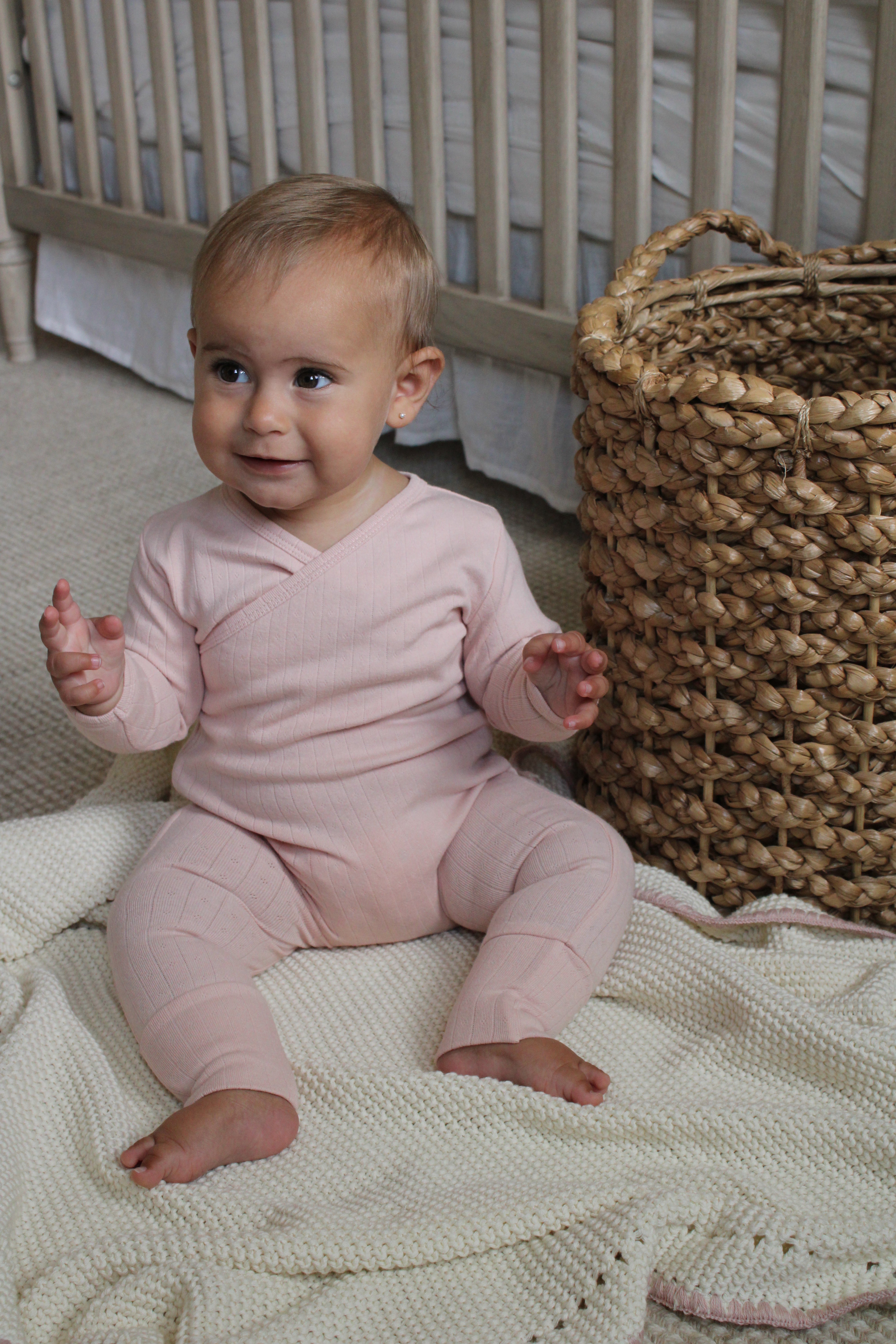 Pink Pointelle Wrap Footie
