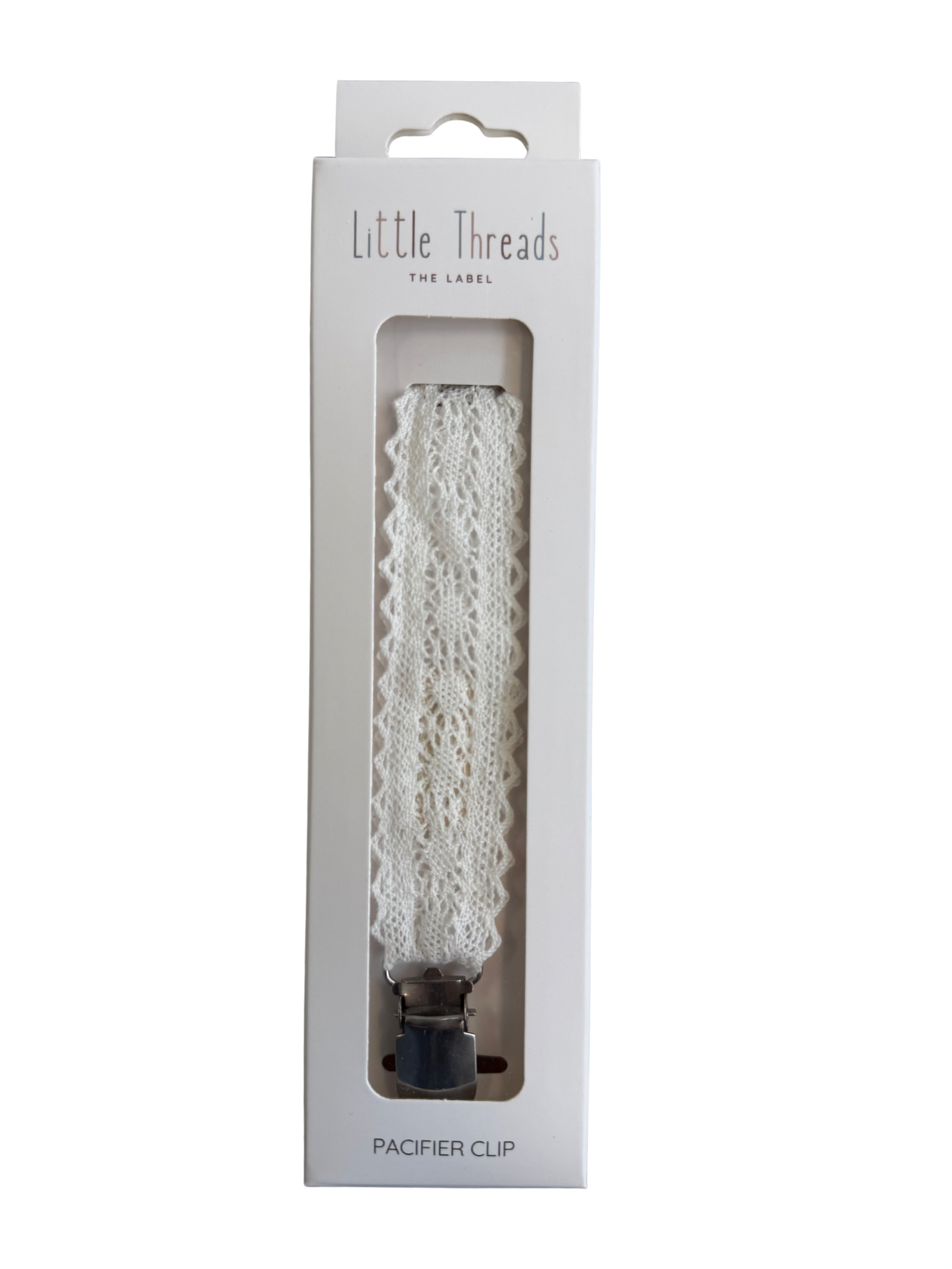 White Scalloped Crotchet Pacifier Clip