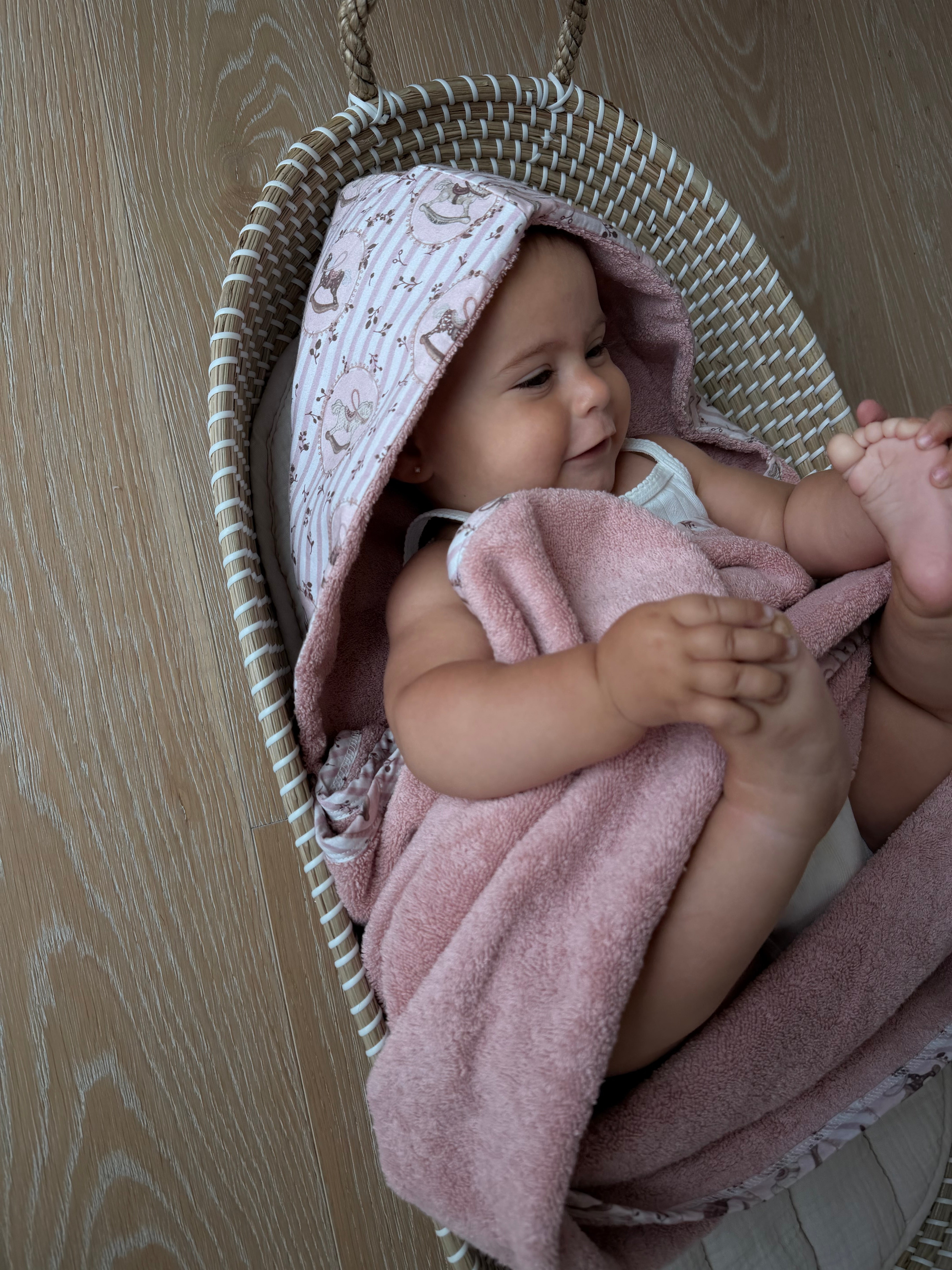 Rose Rocking Horse Hooded Bath Towel