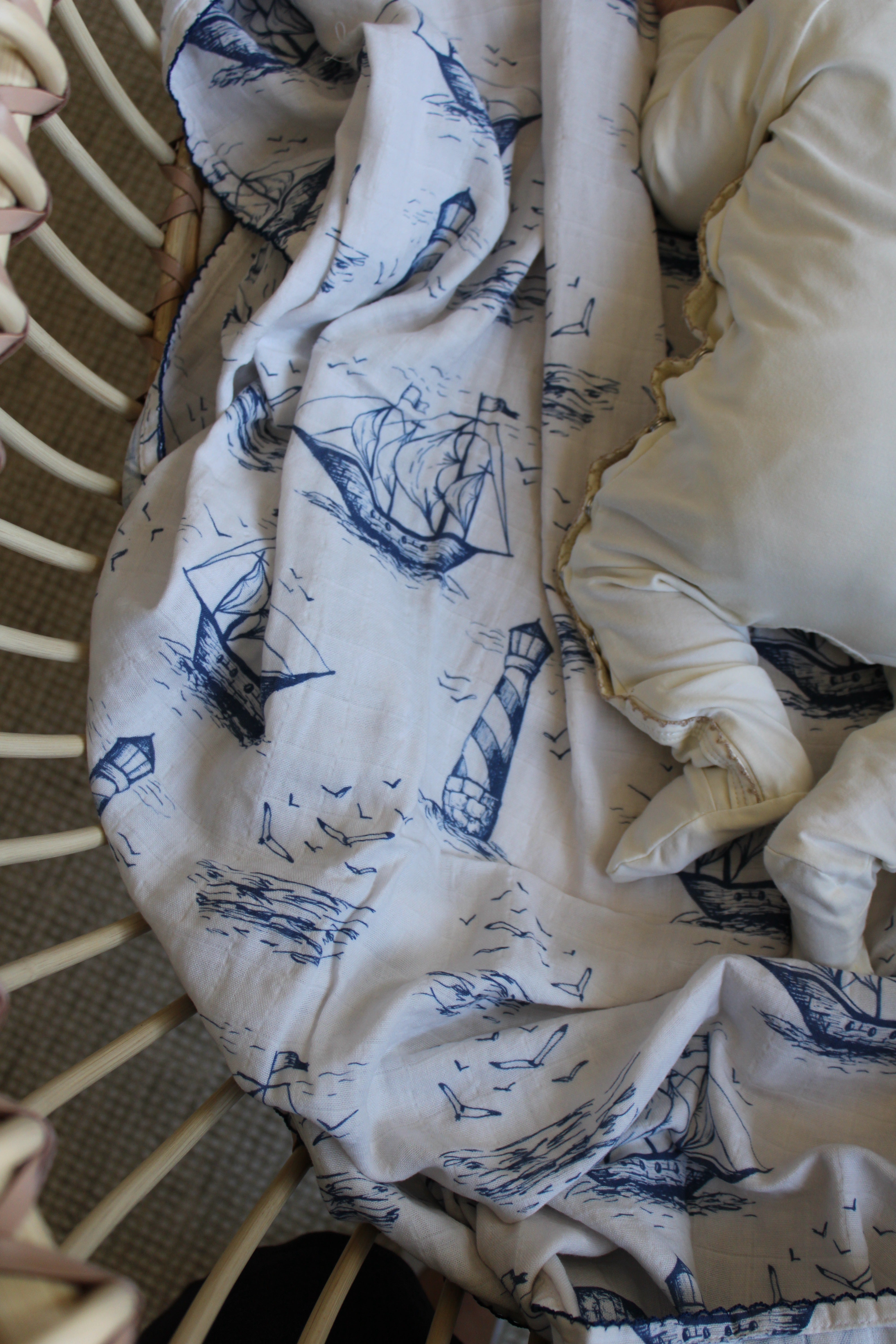 Nautical Sailor Dream Muslin Blanket