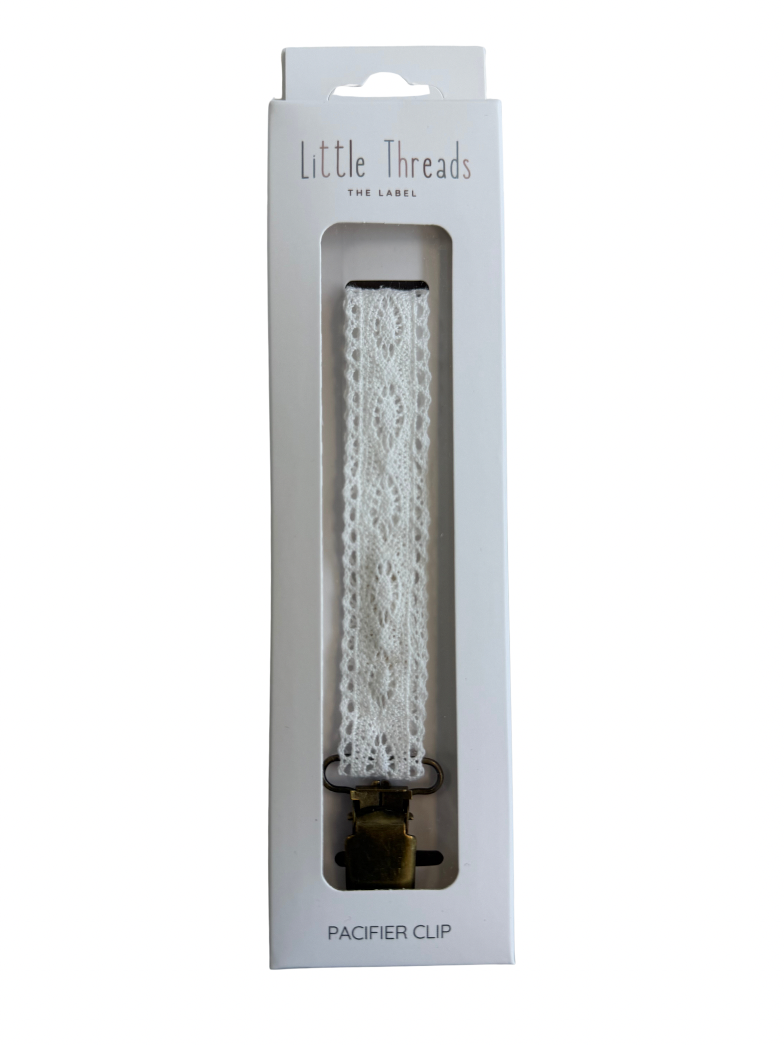 White Vintage Crotchet Pacifier Clip