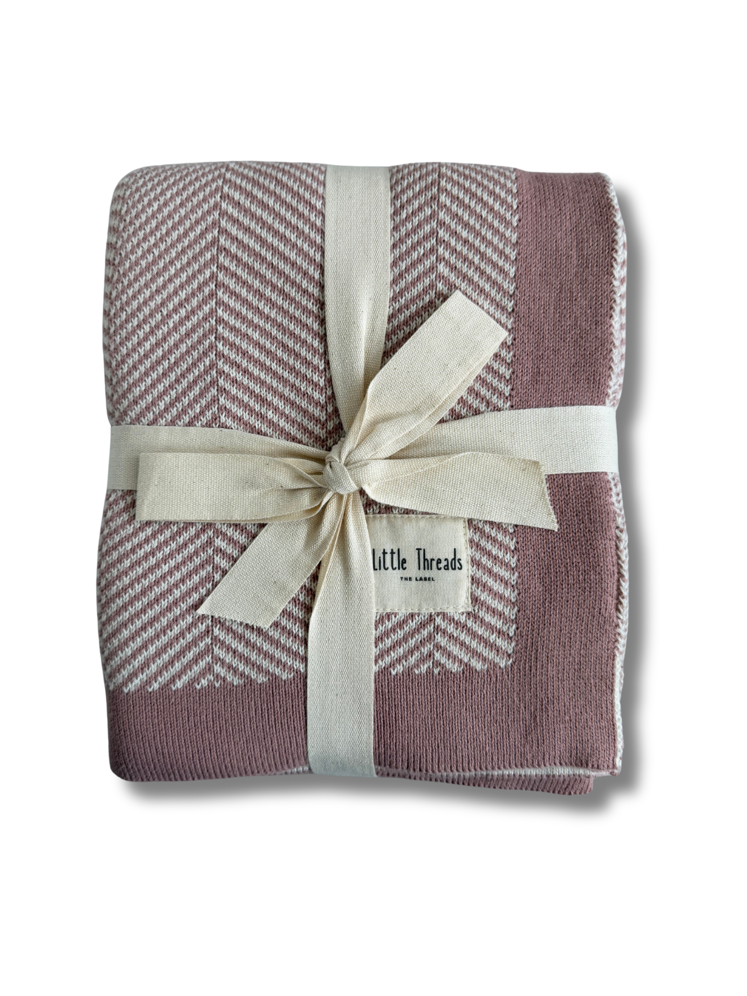 Rose Herringbone Knit Blanket