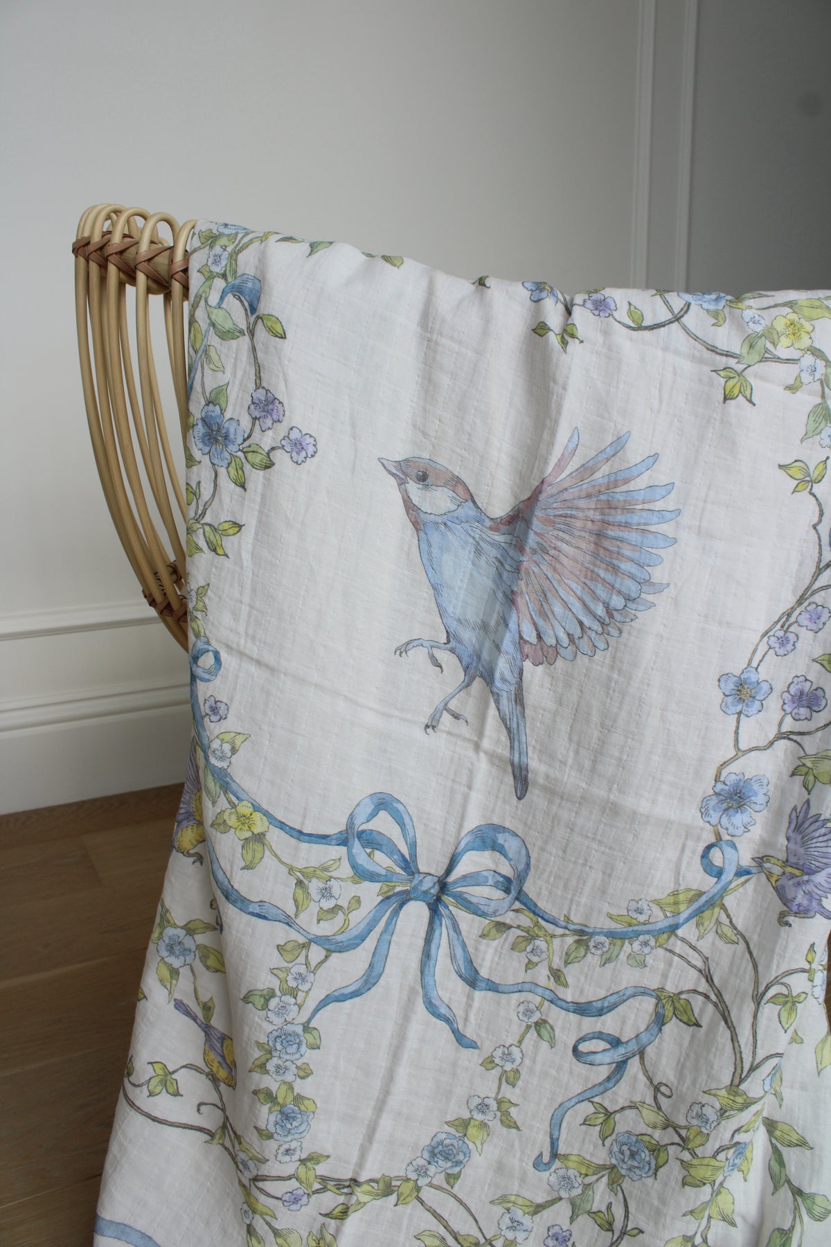 Bluebird Meadow Muslin Blanket